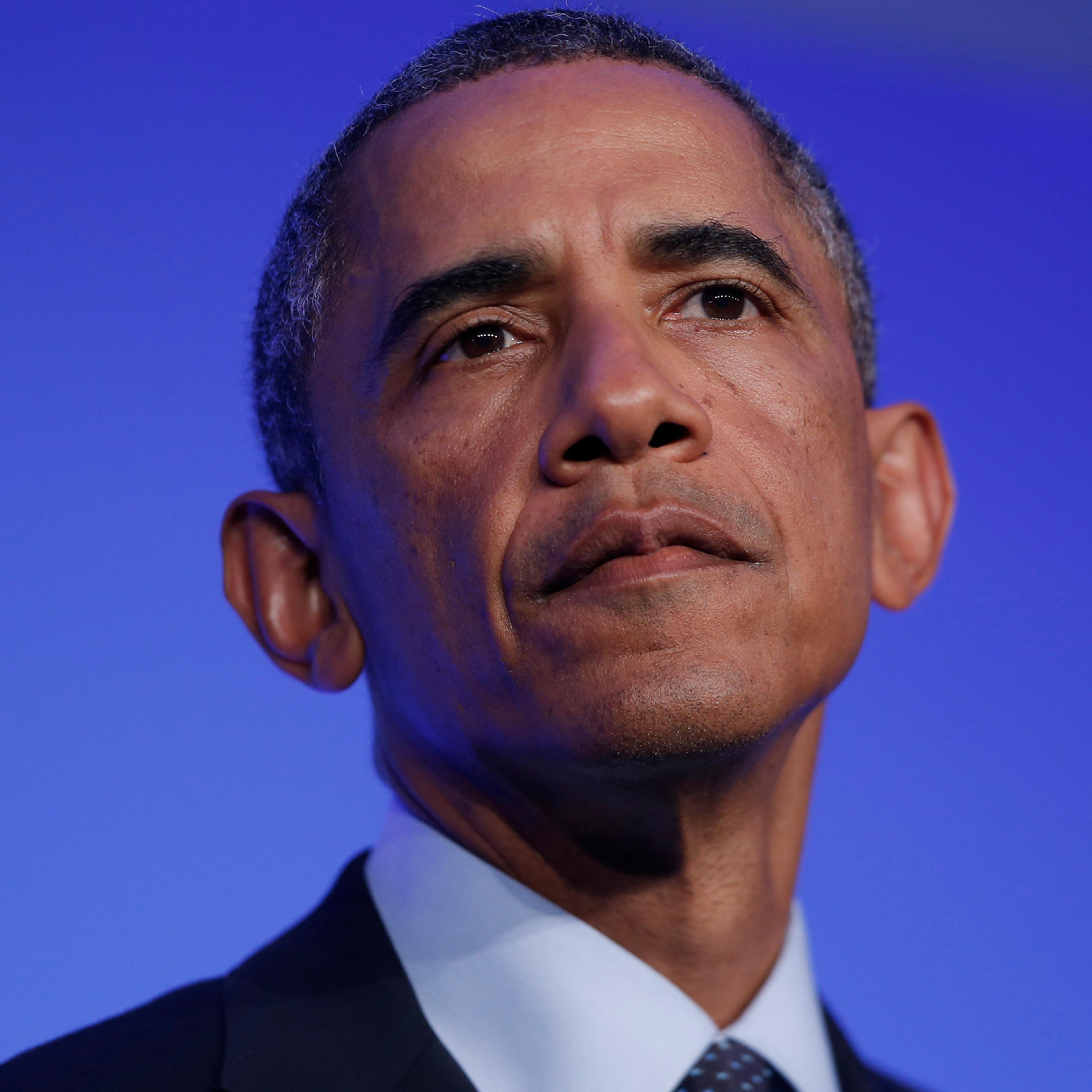 President Barack Obama speaks at a news conference at the NATO summit at Celtic Manor, Newport, Wales, Sept. 5, 2014.