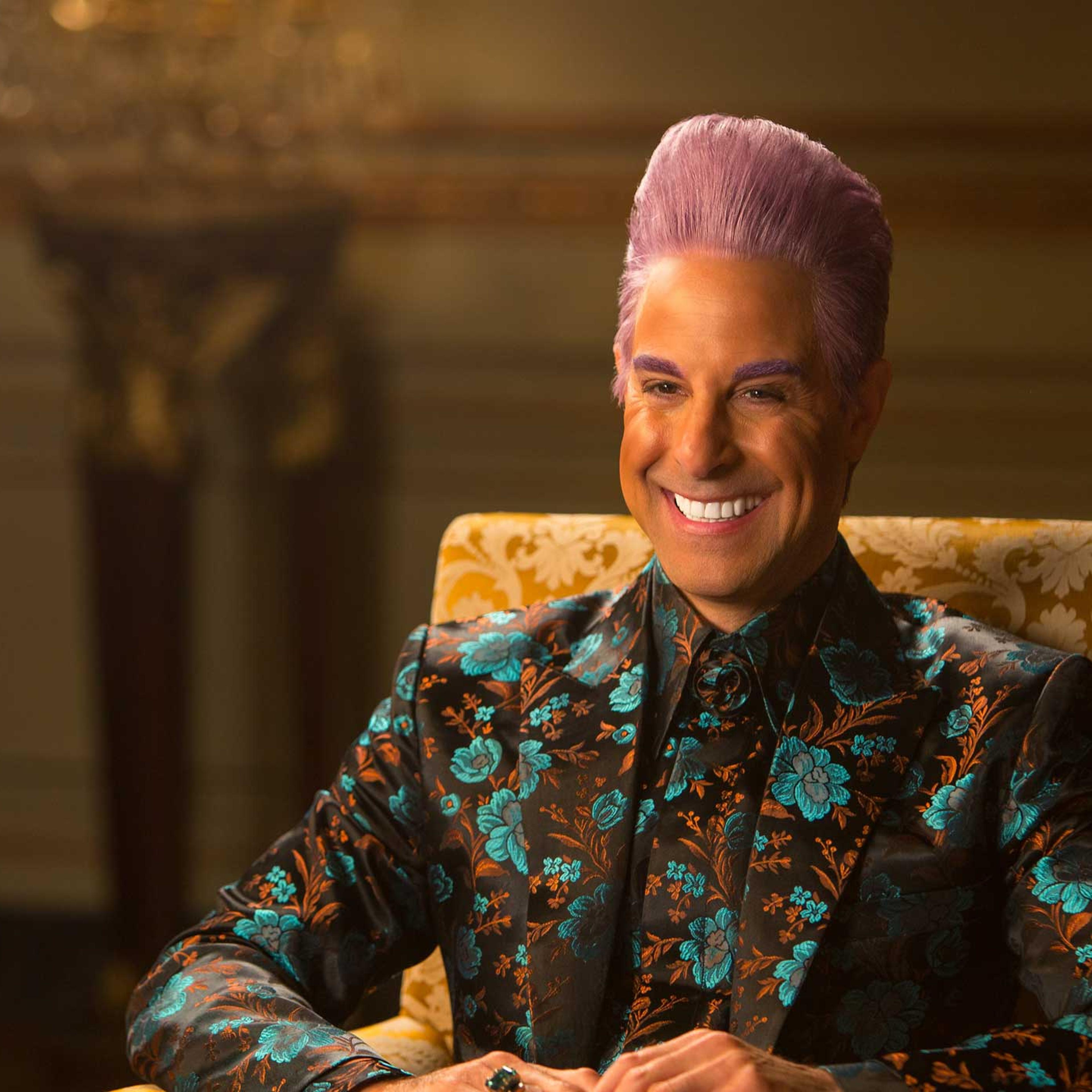 Stanley Tucci as Caesar Flickerman in The Hunger Games: Mockingjay – Part 1, 2014.