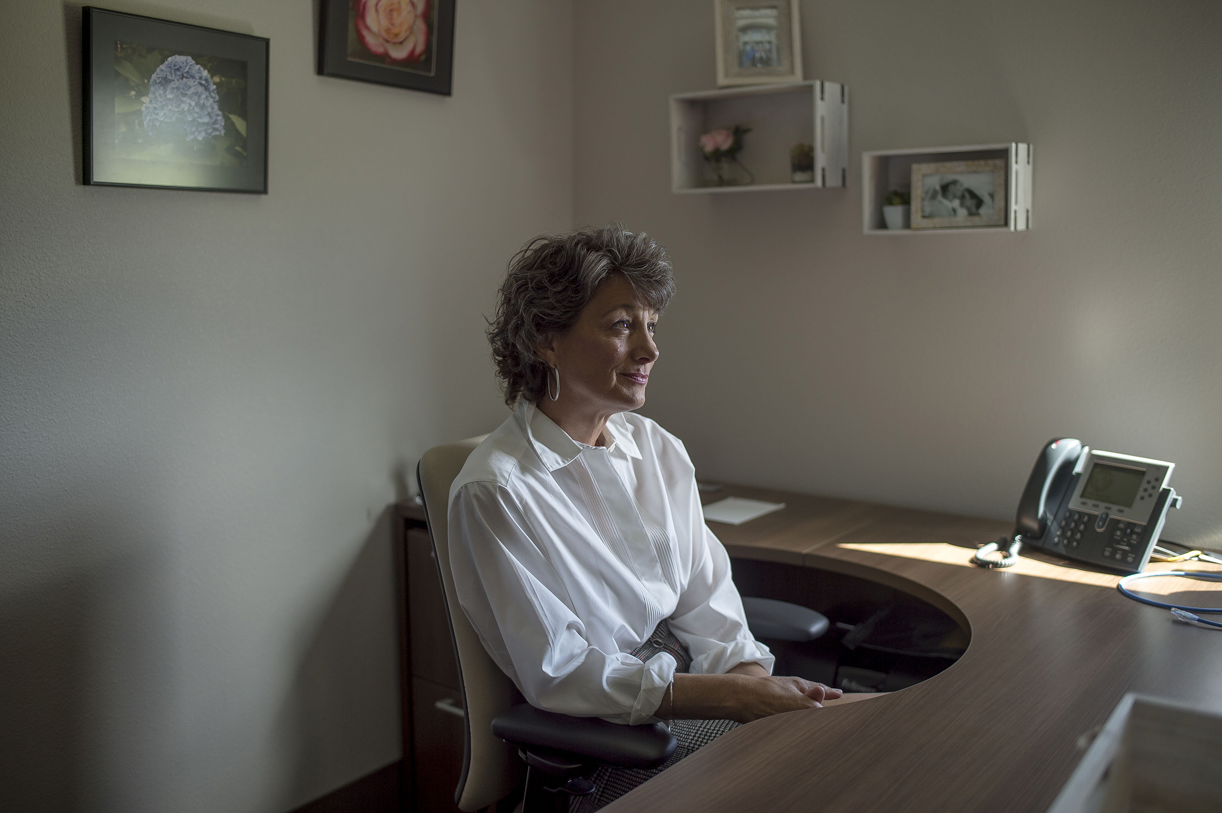 Kathy James, a pharmacist, at the Englewood, Fla., clinic she and her husband founded to provide medical care to the community