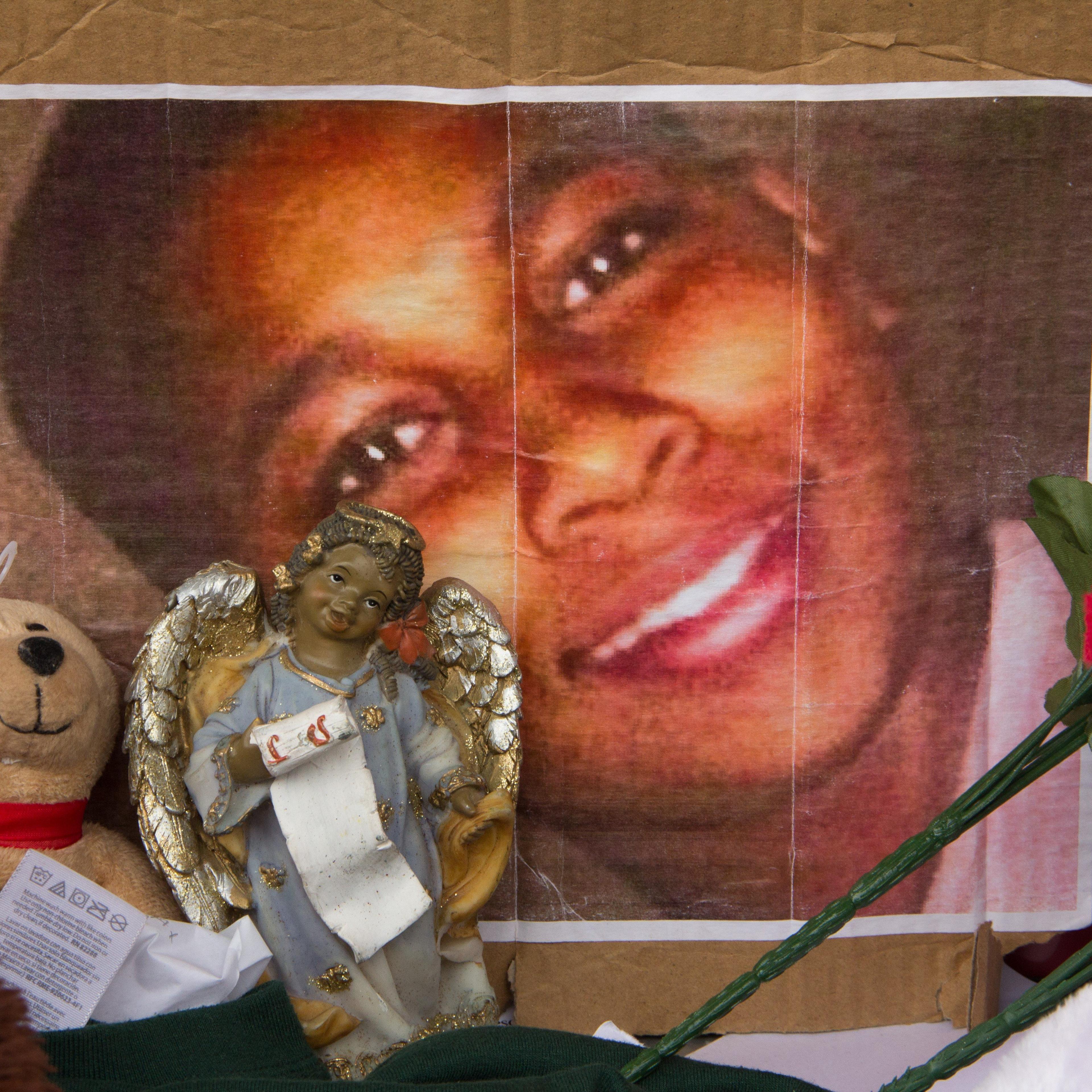 A portrait of Tamir Rice at a memorial for the 12-year-old in a gazebo at the community park in Cleveland, Ohio where the boy who was shot dead by police on Nov. 22,2014.