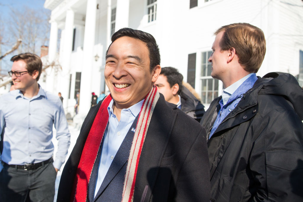 Presidential Candidate Andrew Yang Campaigns In New Hampshire Ahead Of Primary