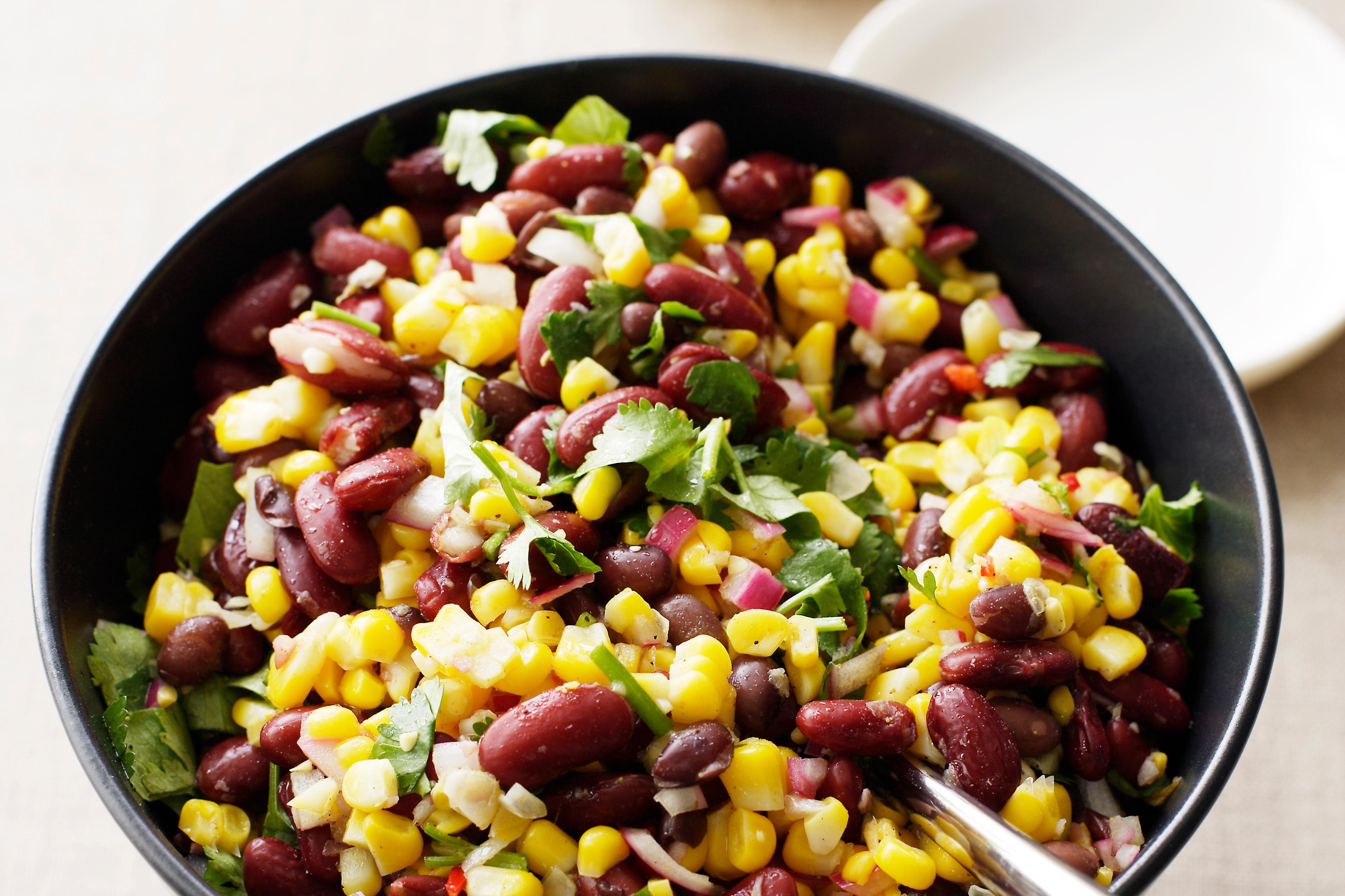 Bowl of black and kidney bean salad