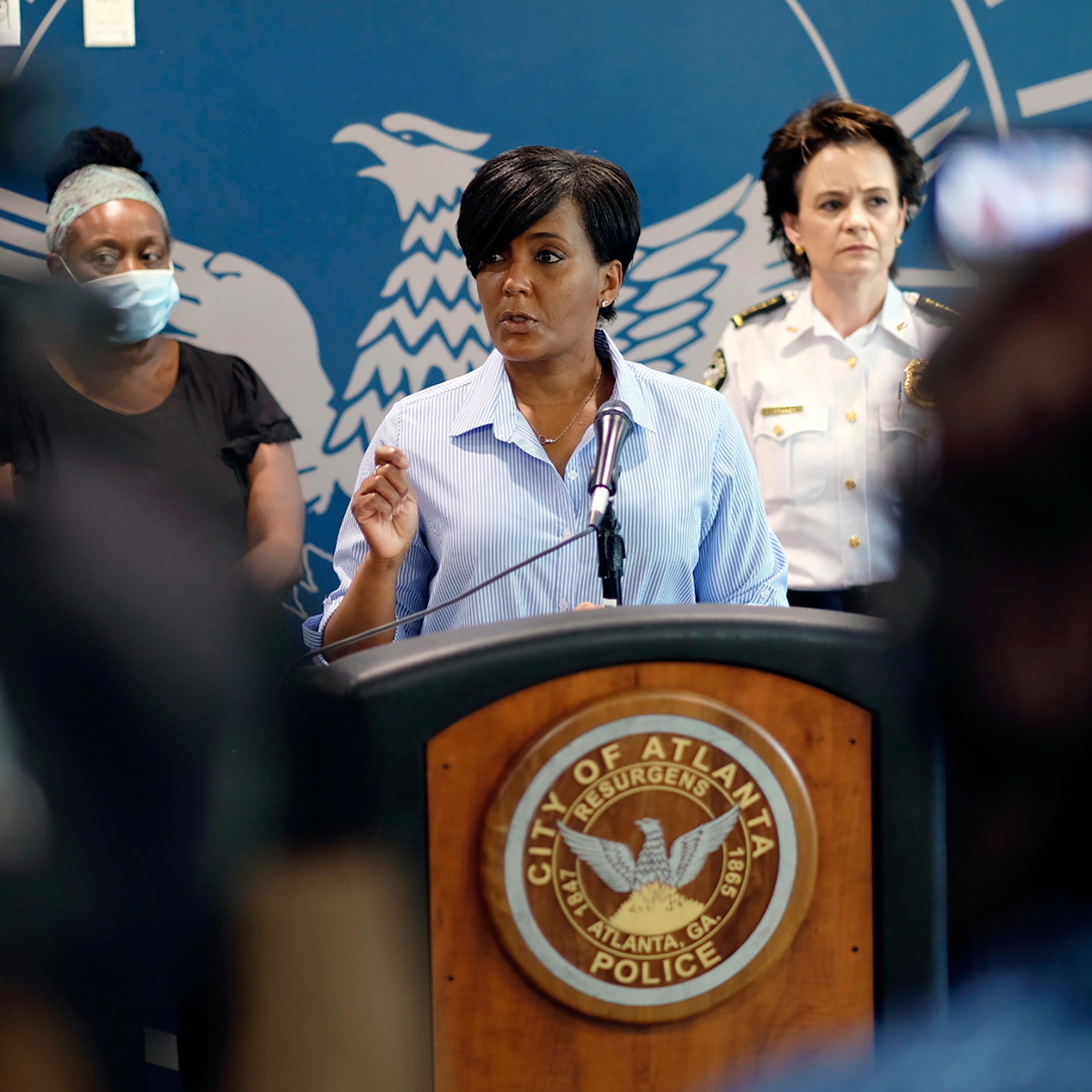Atlanta Mayor Keisha Lance Bottoms at a press conference on May 30 in Atlanta