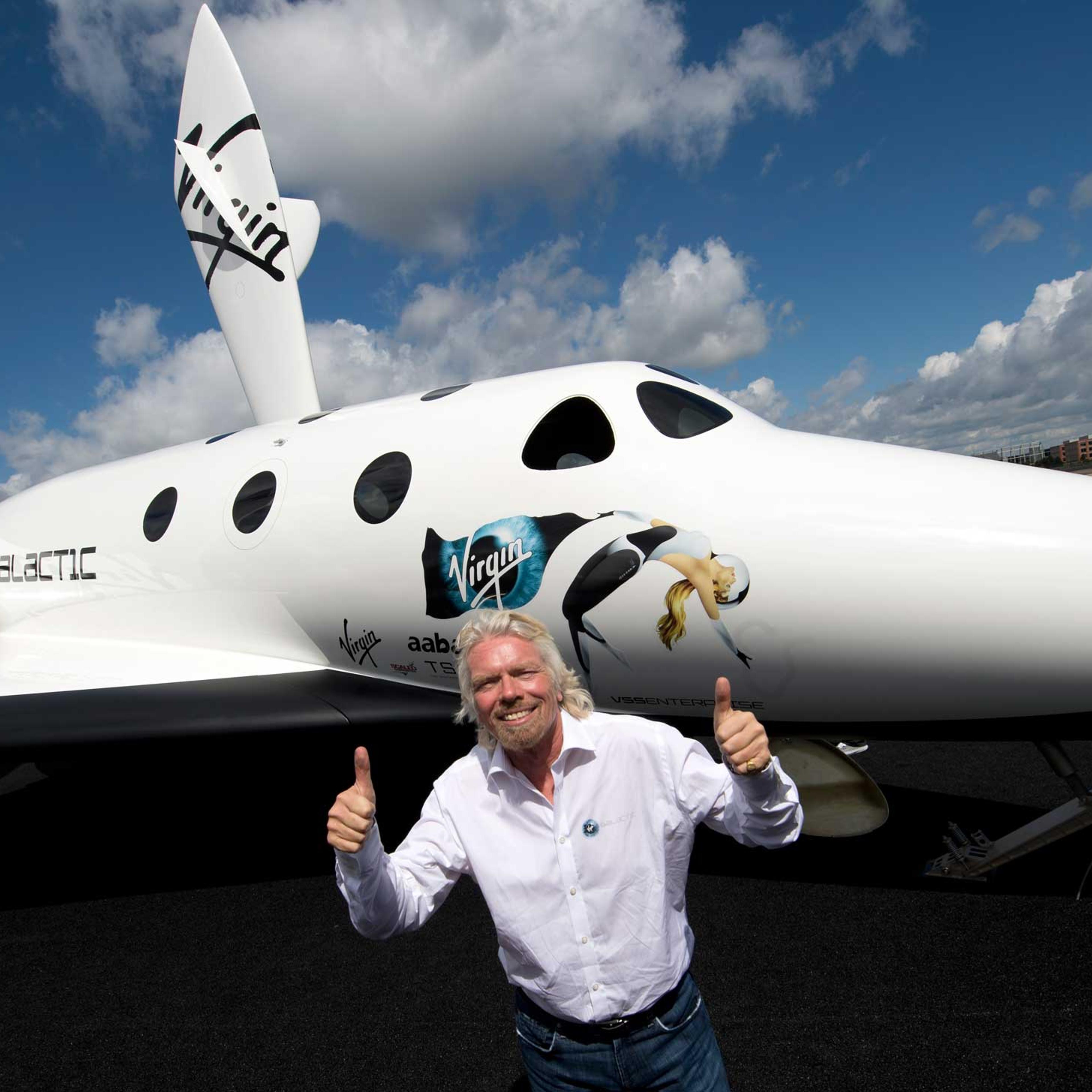 British billionaire Richard Branson pose