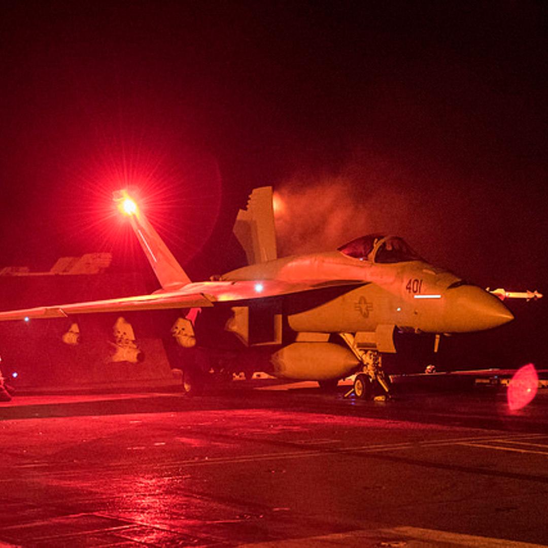 Warplanes from the USS Harry S. Truman in the Arabian Sea began bombing ISIS targets on Tuesday.