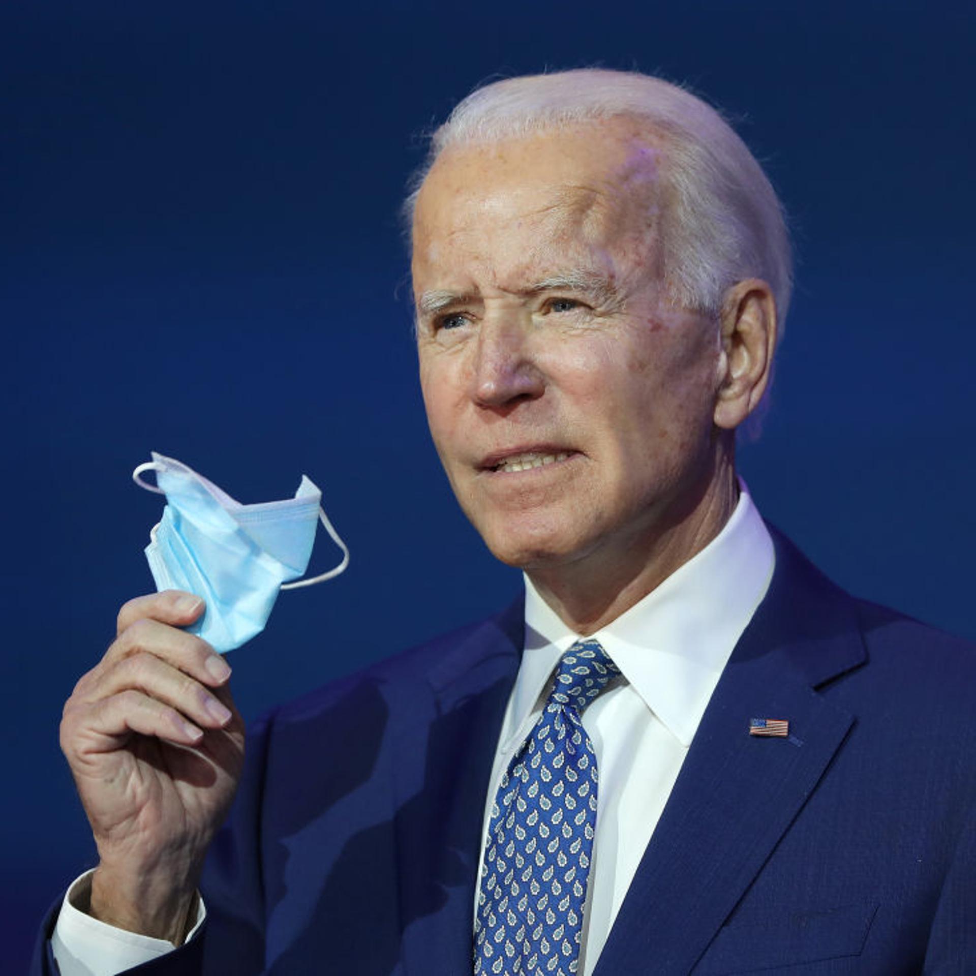 President-elect Joe Biden delivers remarks on the coronavirus and the economy on Nov. 9, 2020 in Wilmington, Del.