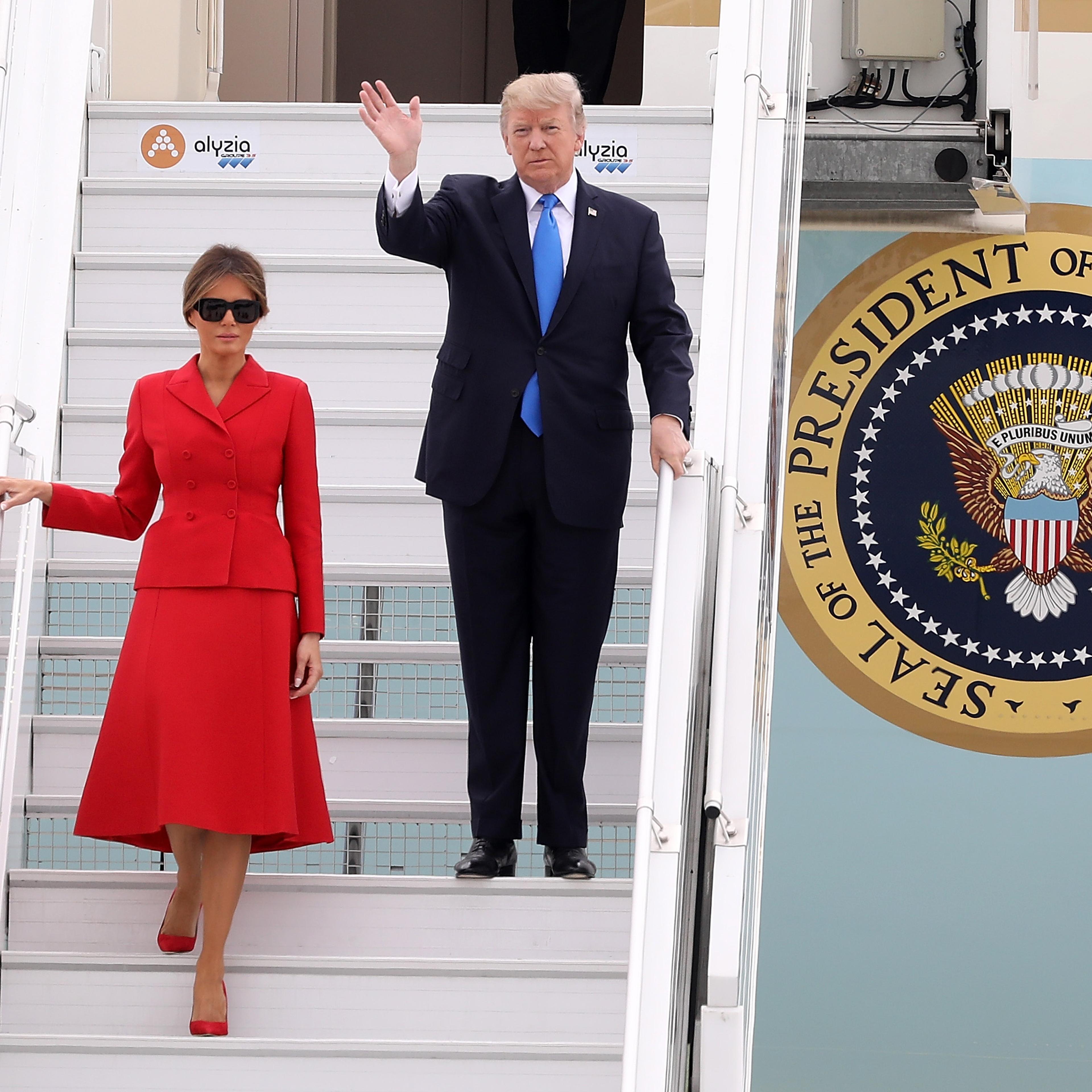 U.S. President Donald Trump Arrives At Orly Airport