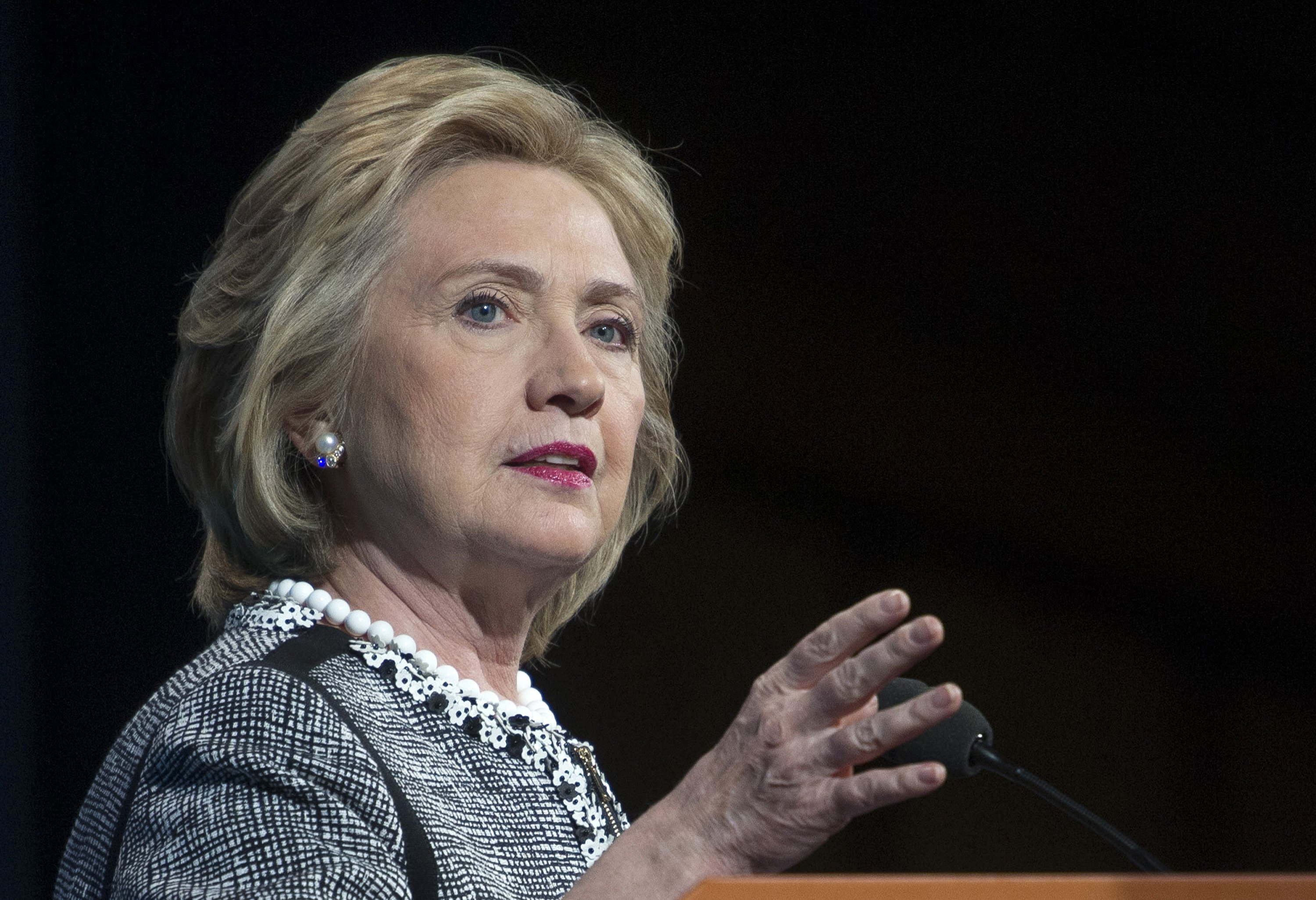 Former Secretary of State Hillary Rodham Clinton speaking in Washington, D.C., on May 14, 2014.