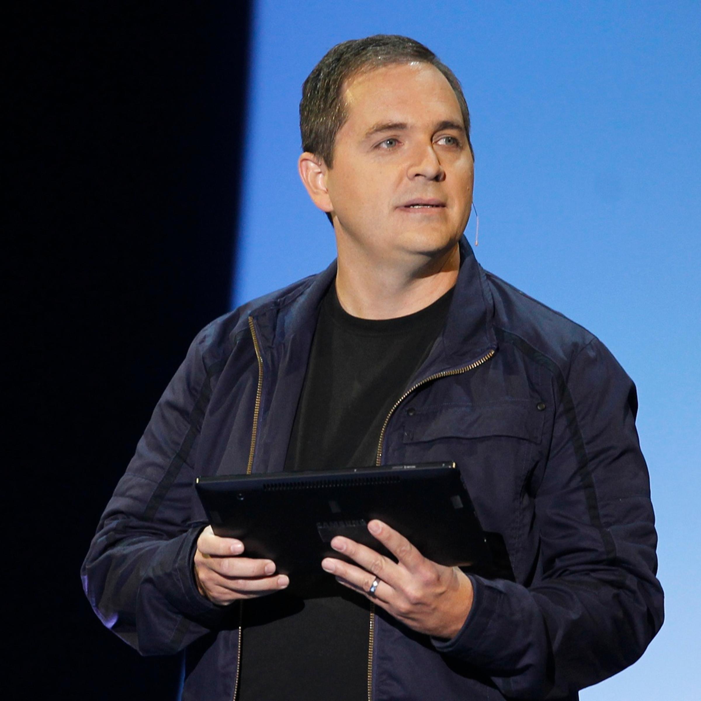 Whitten, head of Xbox Live, demonstrates new XBox feature XBox SmartGlass, at Microsoft XBox news briefing during E3 game expo in Los Angeles