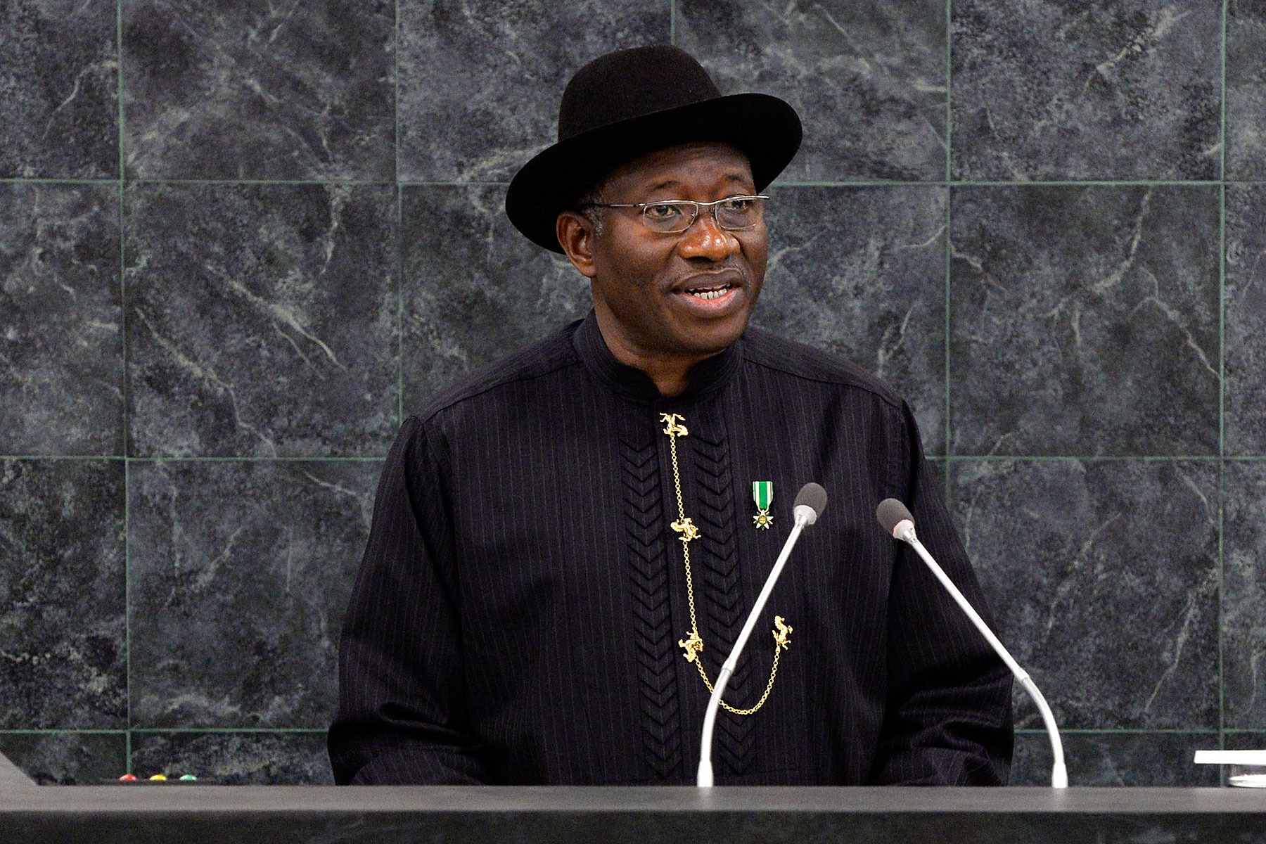 Nigerian President Goodluck Jonathan speaks at the 68th United Nations General Assembly on Sept. 24, 2013 in New York City