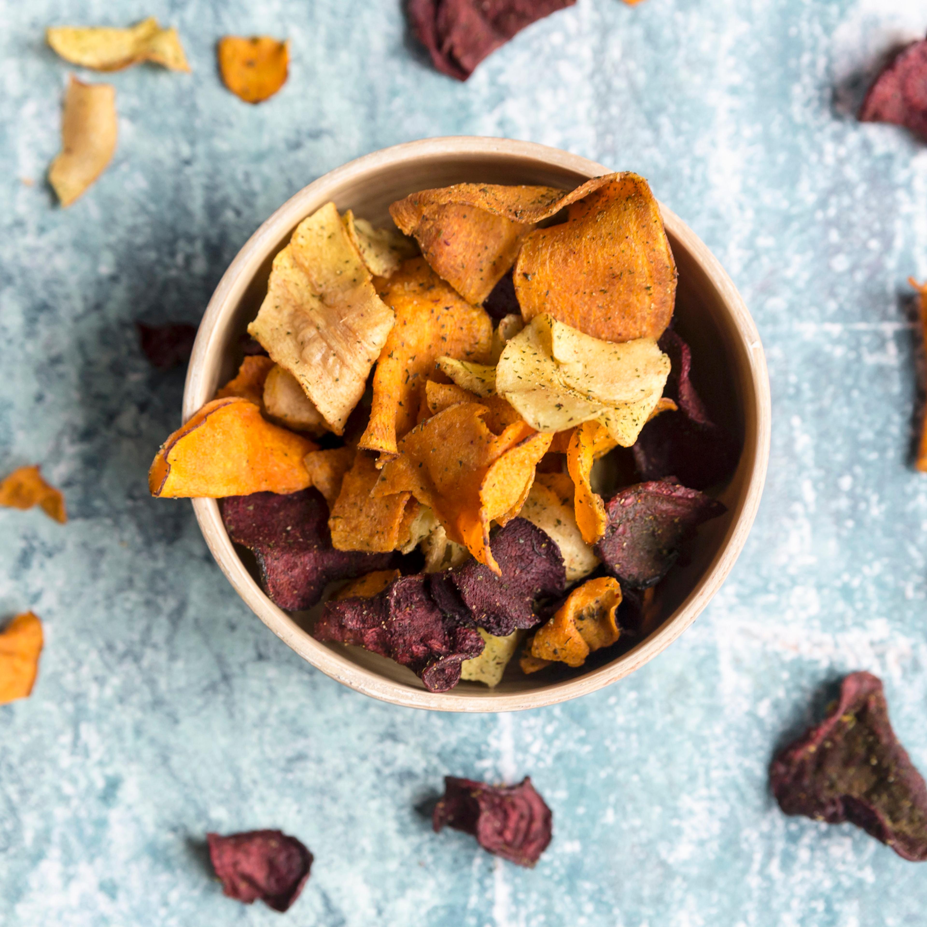 Veggie chips in a bowl