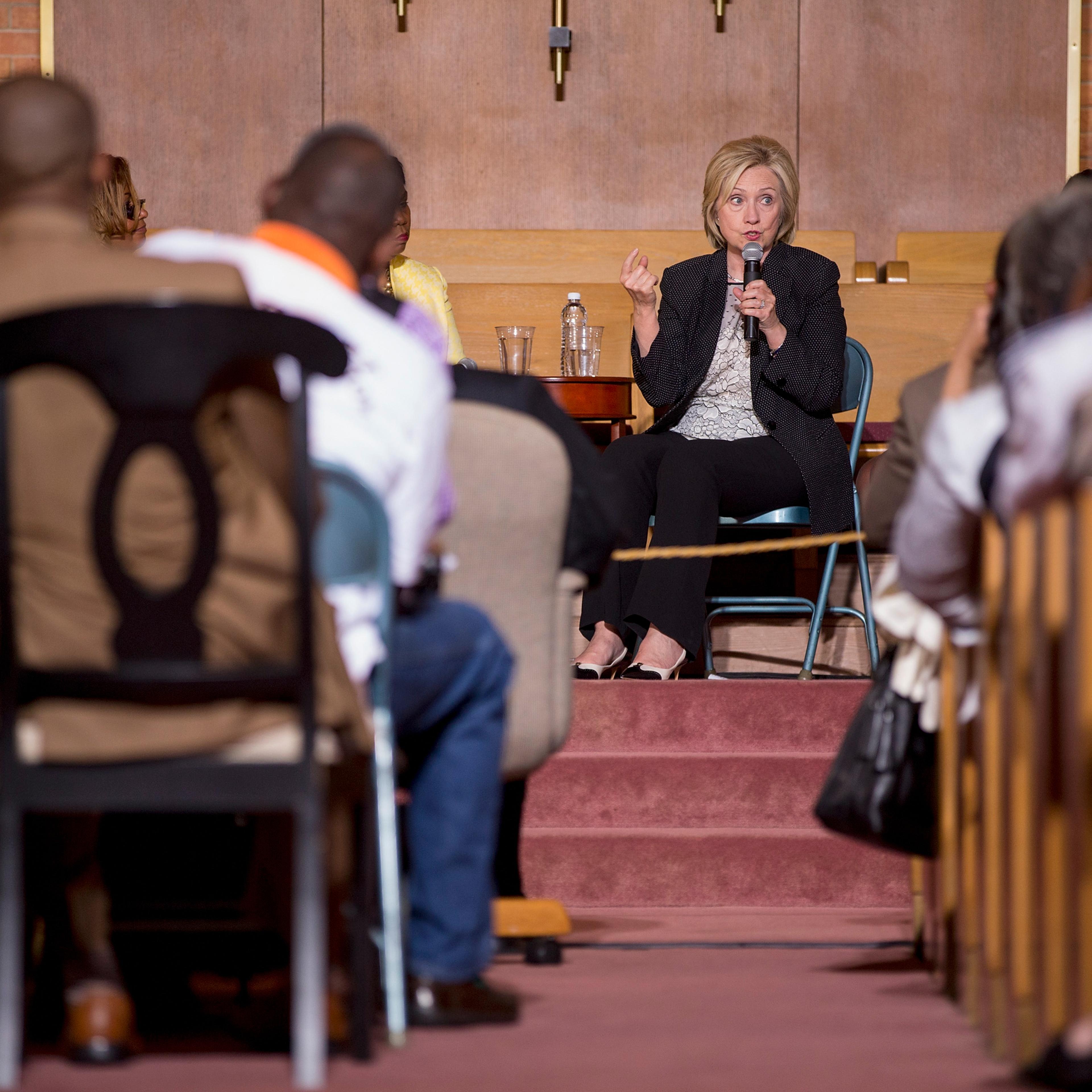 Democratic Presidential Candidate Hillary Clinton Attends Community Meeting In Florissant, MO
