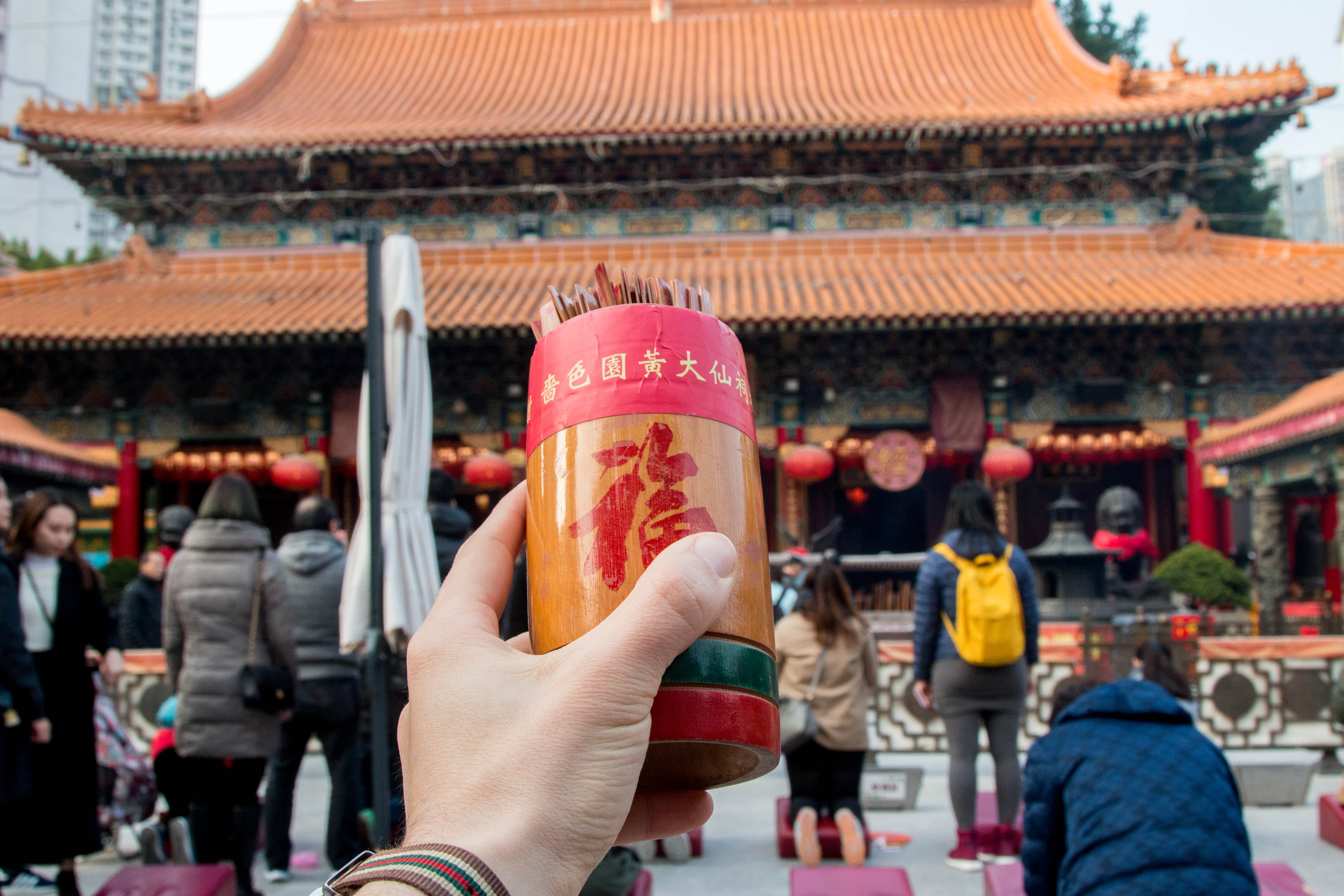 Sik sik Yuen Wong Tai Sin Temple, seen here on Feb. 4, 2018, is a top destination in Hong Kong for kau cim, or traditional Chinese fortune telling sticks.