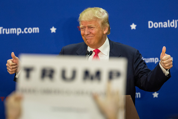 Republican presidential hopeful Donald Trump speaks at a rally at Great Bay Community College on February 4, 2016 in Portsmouth, New Hampshire.