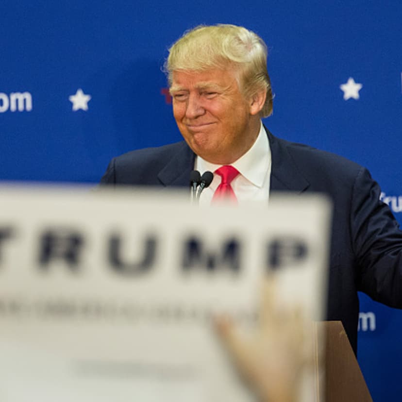 Republican presidential hopeful Donald Trump speaks at a rally at Great Bay Community College on February 4, 2016 in Portsmouth, New Hampshire.