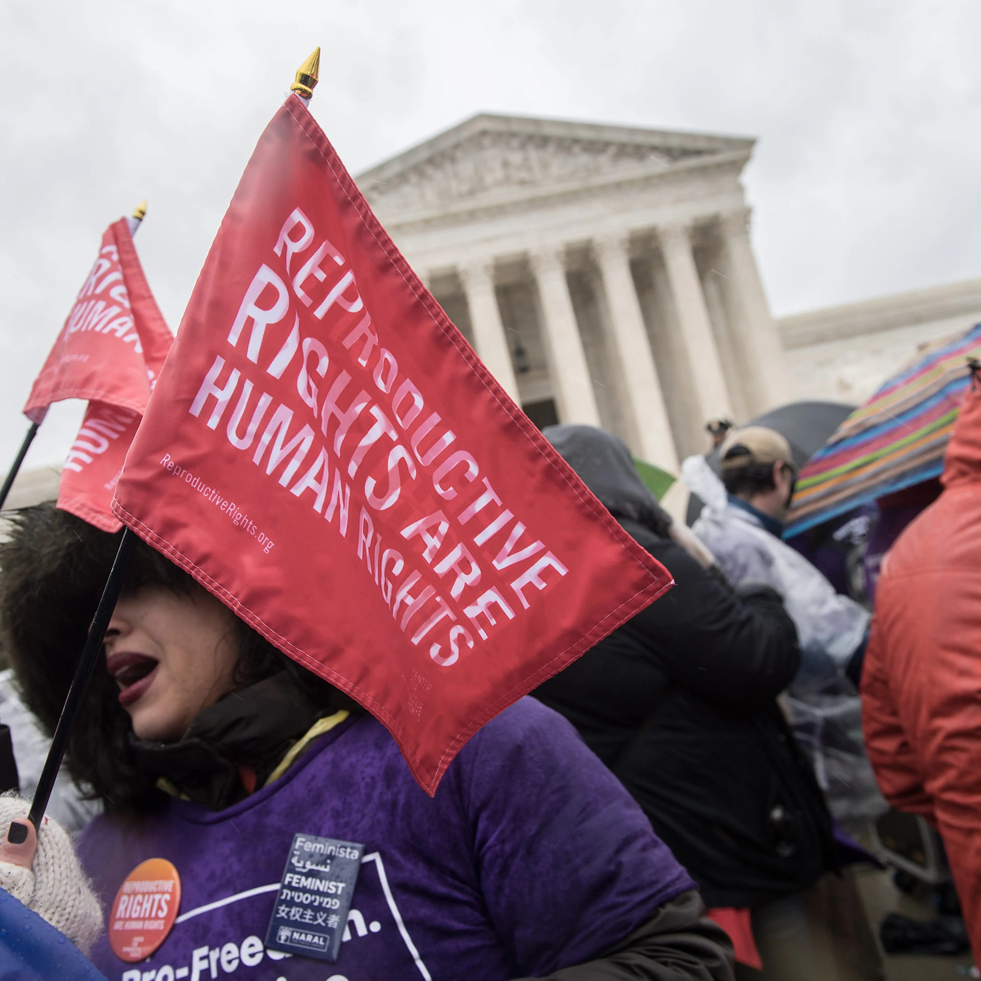 Pro-choice activists demonstrate in front of the Supreme Court in Washington, on March 20, 2018.