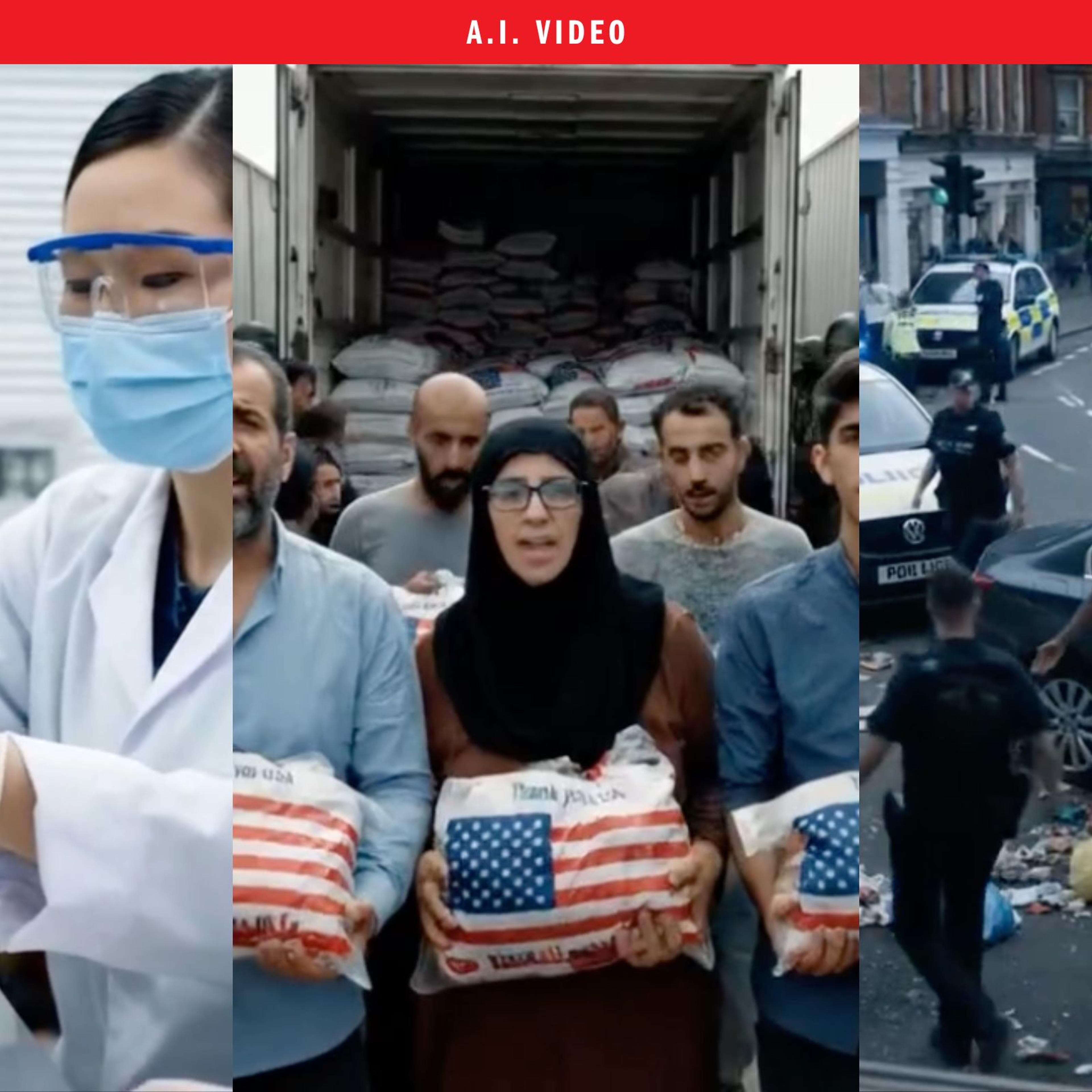 Screenshots from three deepfake videos that TIME generated with Google's Veo 3.