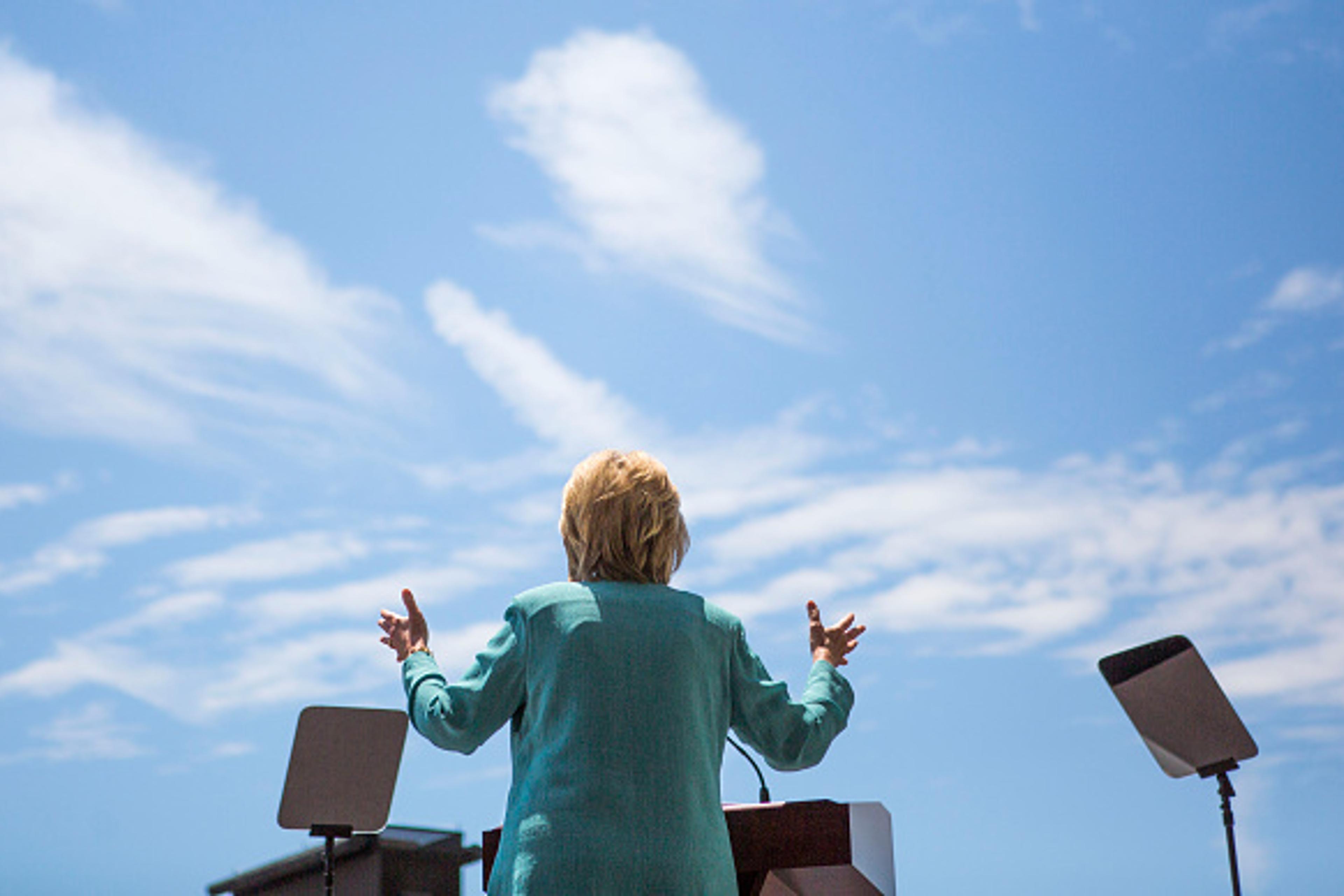 Presumptive Democratic presidential nominee Hillary Clinton speaks at a rally on the boardwalk on July 6, 2016 in Atlantic City, New Jersey.