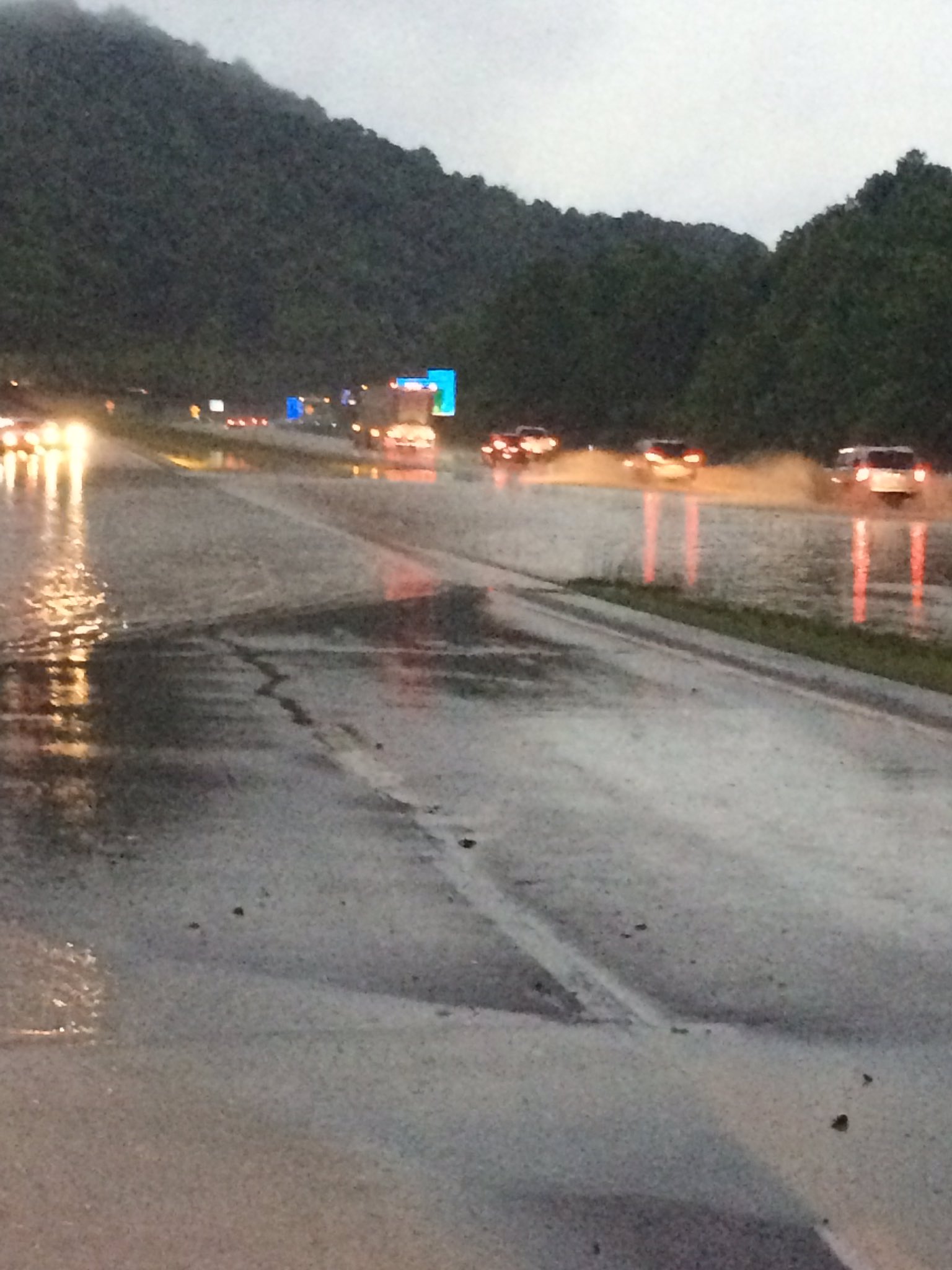 Flooding on I-79 north of Elkview, West Virginia, June 24, 2016.