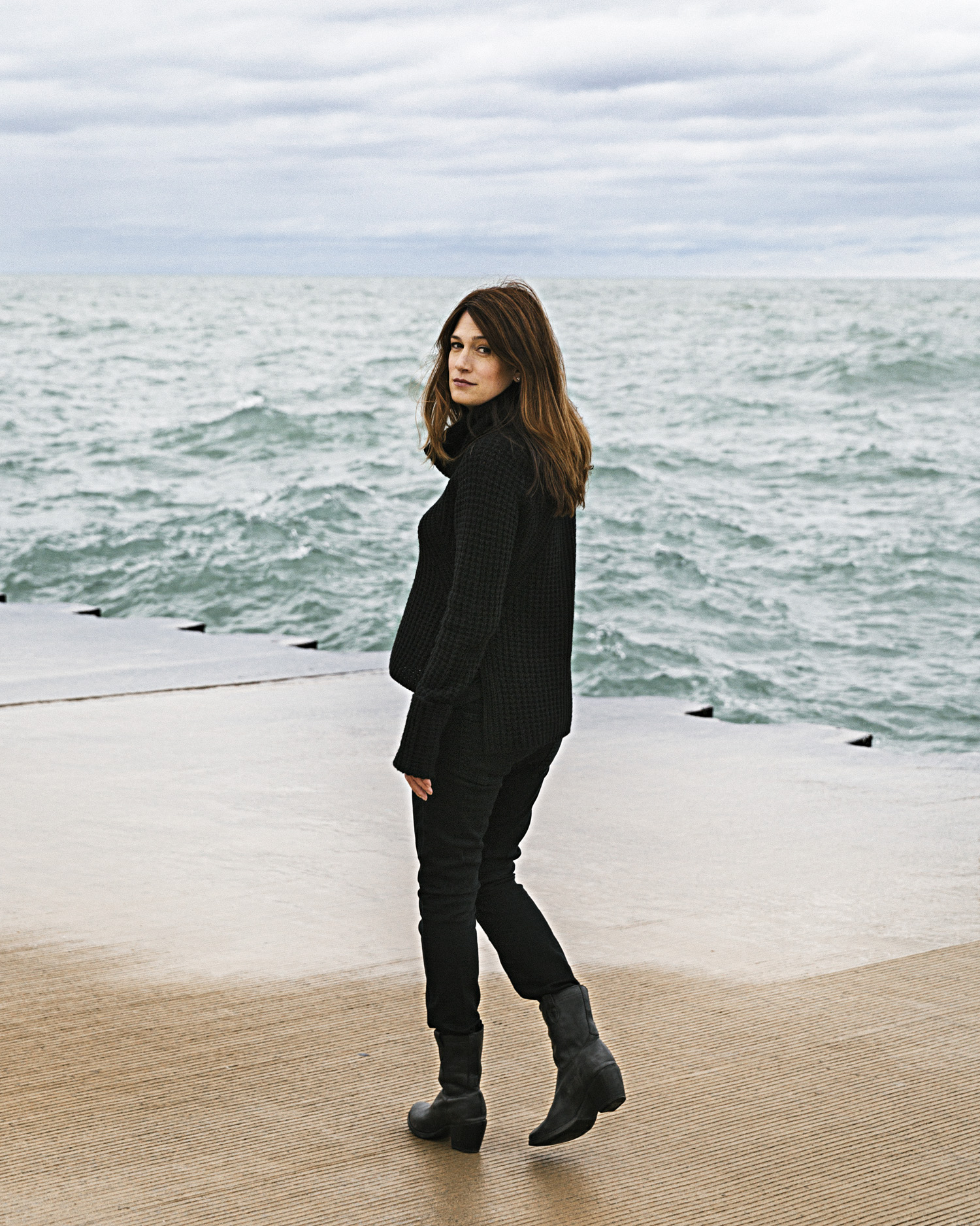 Gone Girl author Flynn on the Lake Michigan waterfront near Chicago’s Lincoln Park