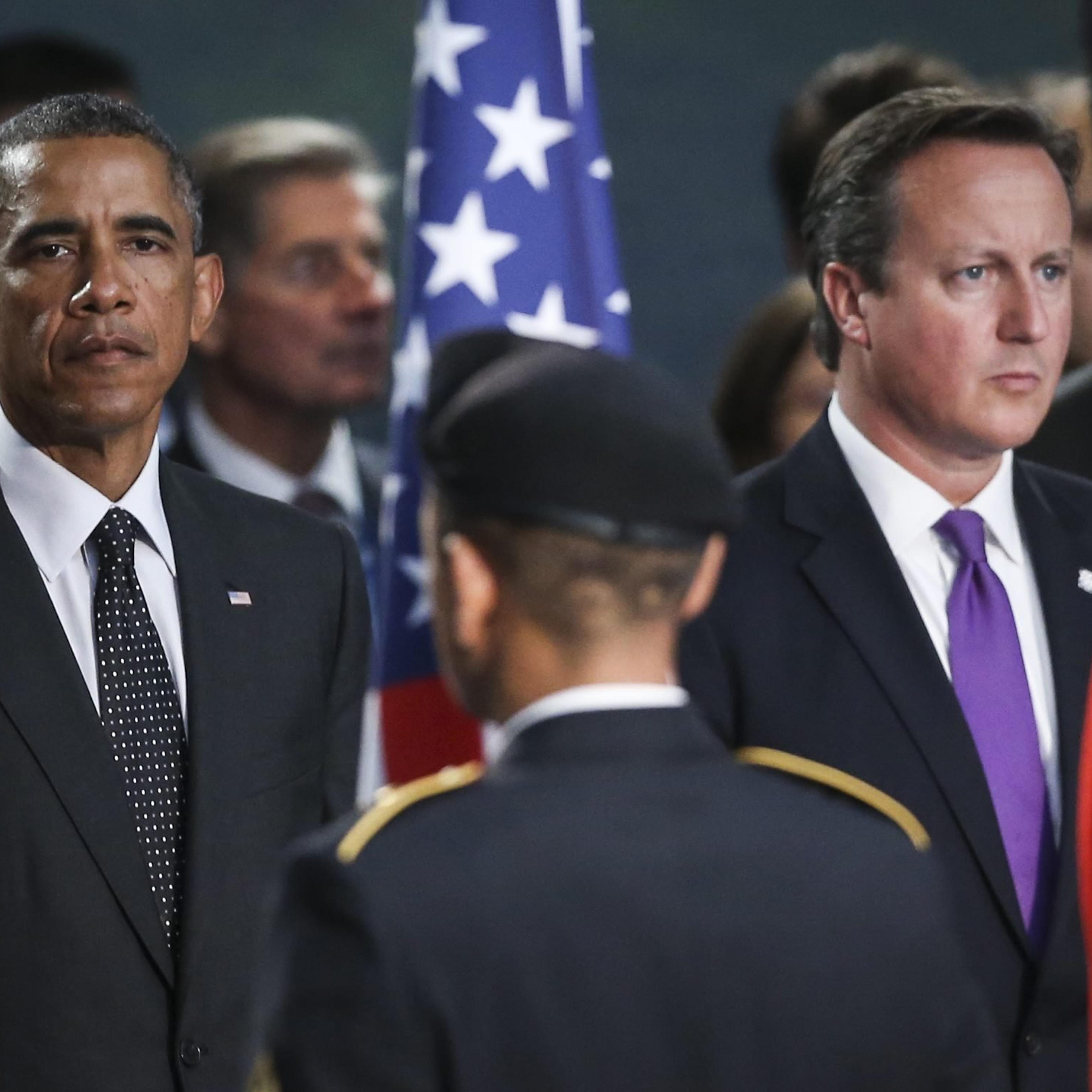 President Barack Obama and British Prime Minister David Cameron during the opening ceremony of the NATO Summit 2014 at the Celtic Manor Resort in Newport, Wales, Britain on Sept. 4, 2014.