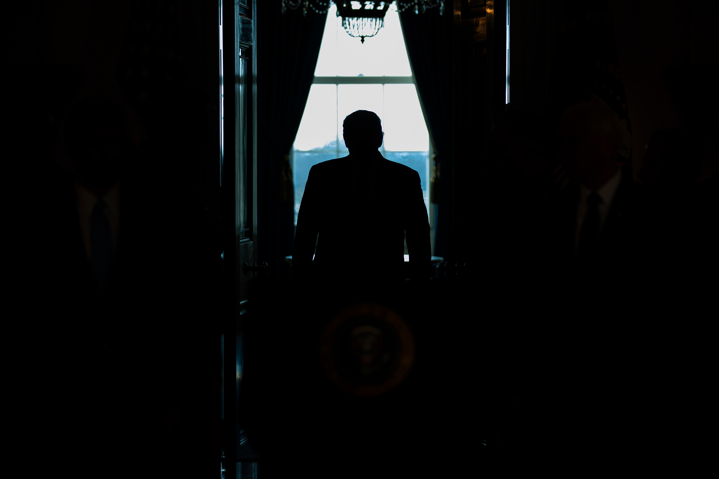 President Trump arrives to address the nation from the White House about Iran on Jan. 8, 2020.