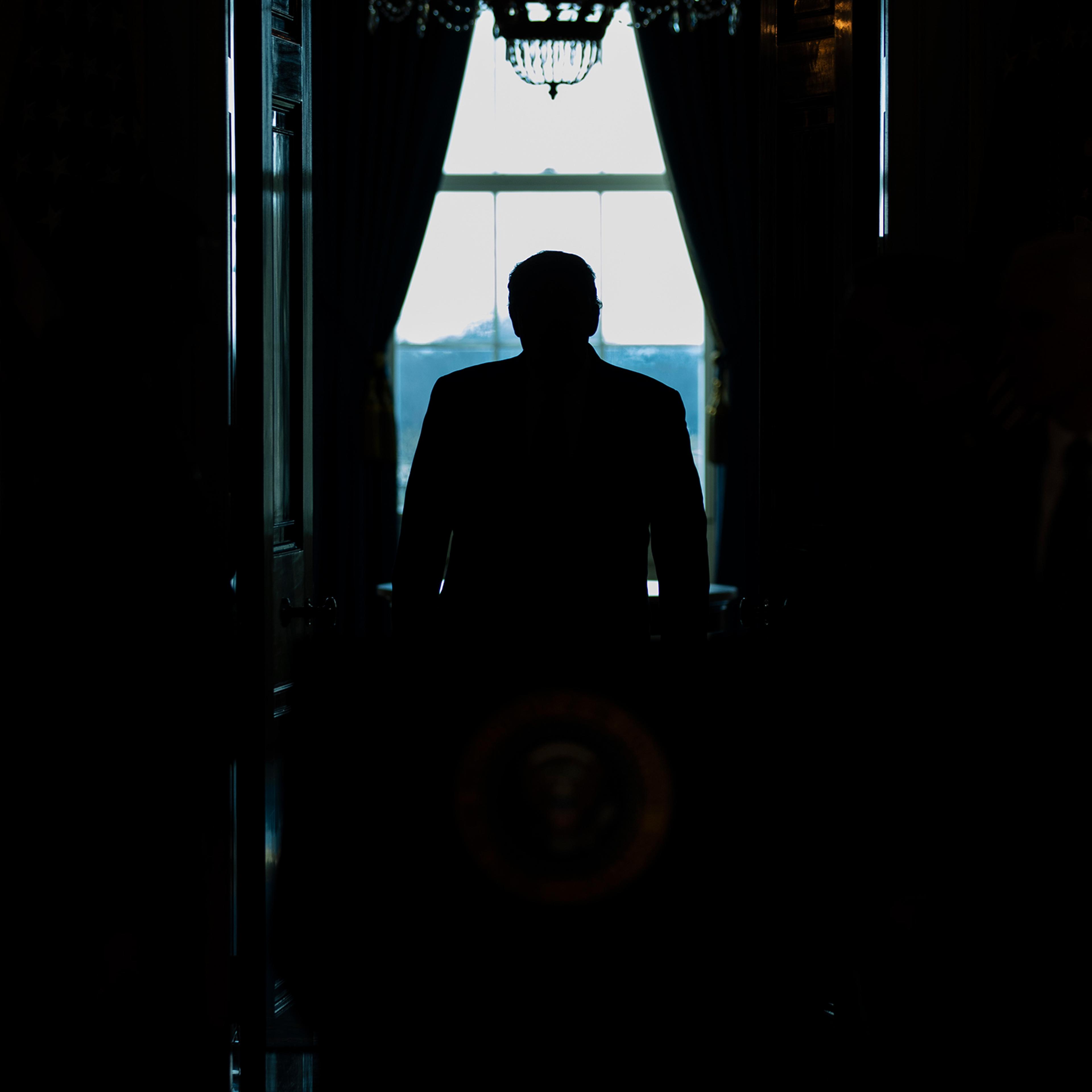 President Trump arrives to address the nation from the White House about Iran on Jan. 8, 2020.