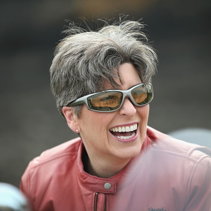 Freshman Senator Joni Ernst (R-IA) arrives at Big Barn Harley-Davidson for the start of her Roast and Ride event on June 6, 2015 in Des Moines, Iowa.