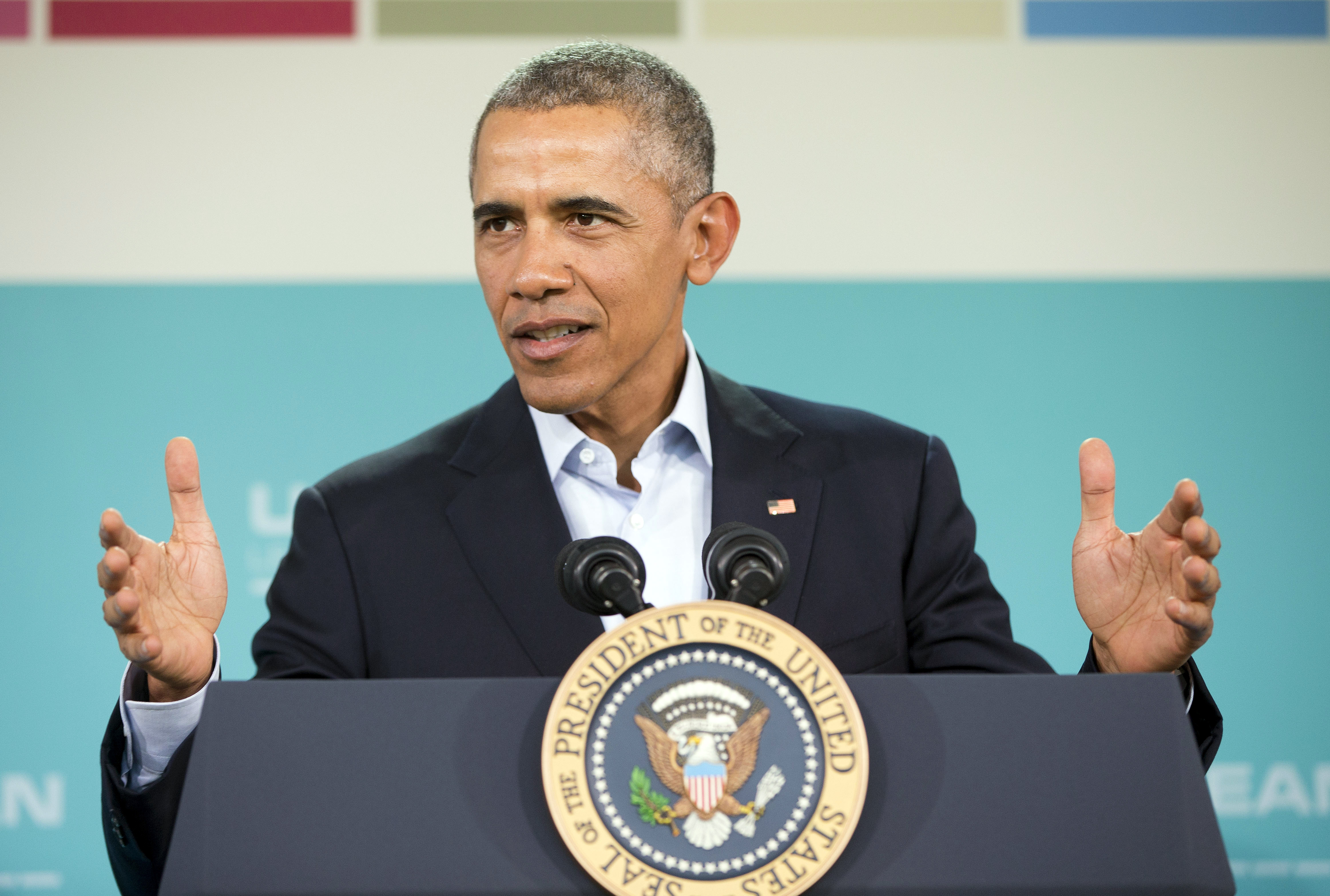 Barack Obama answers questions during a news conference following the conclusion of the Association of Southeast Asian Nations leaders summit in Rancho Mirage, Calif. on Feb. 16, 2016.