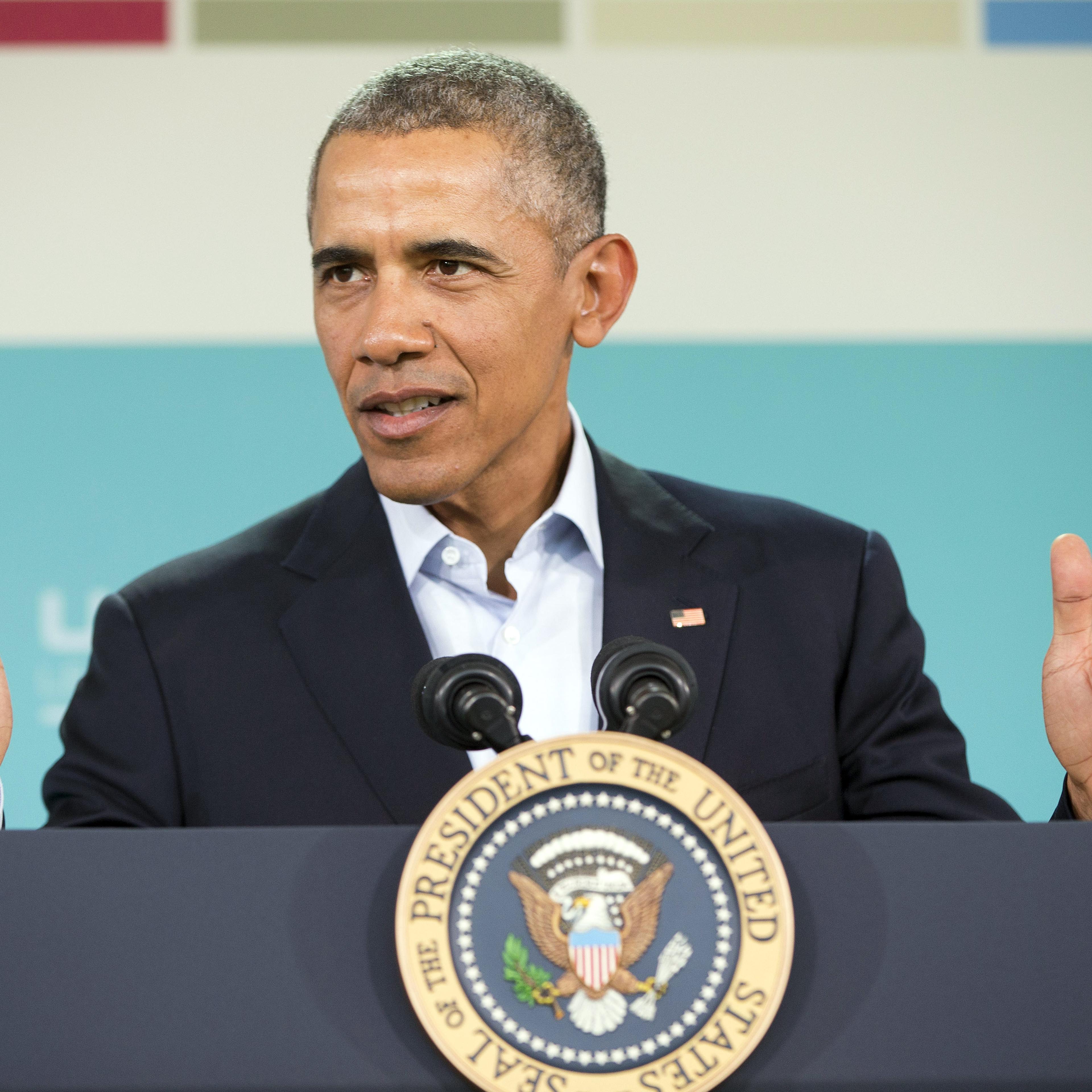 Barack Obama answers questions during a news conference following the conclusion of the Association of Southeast Asian Nations leaders summit in Rancho Mirage, Calif. on Feb. 16, 2016.