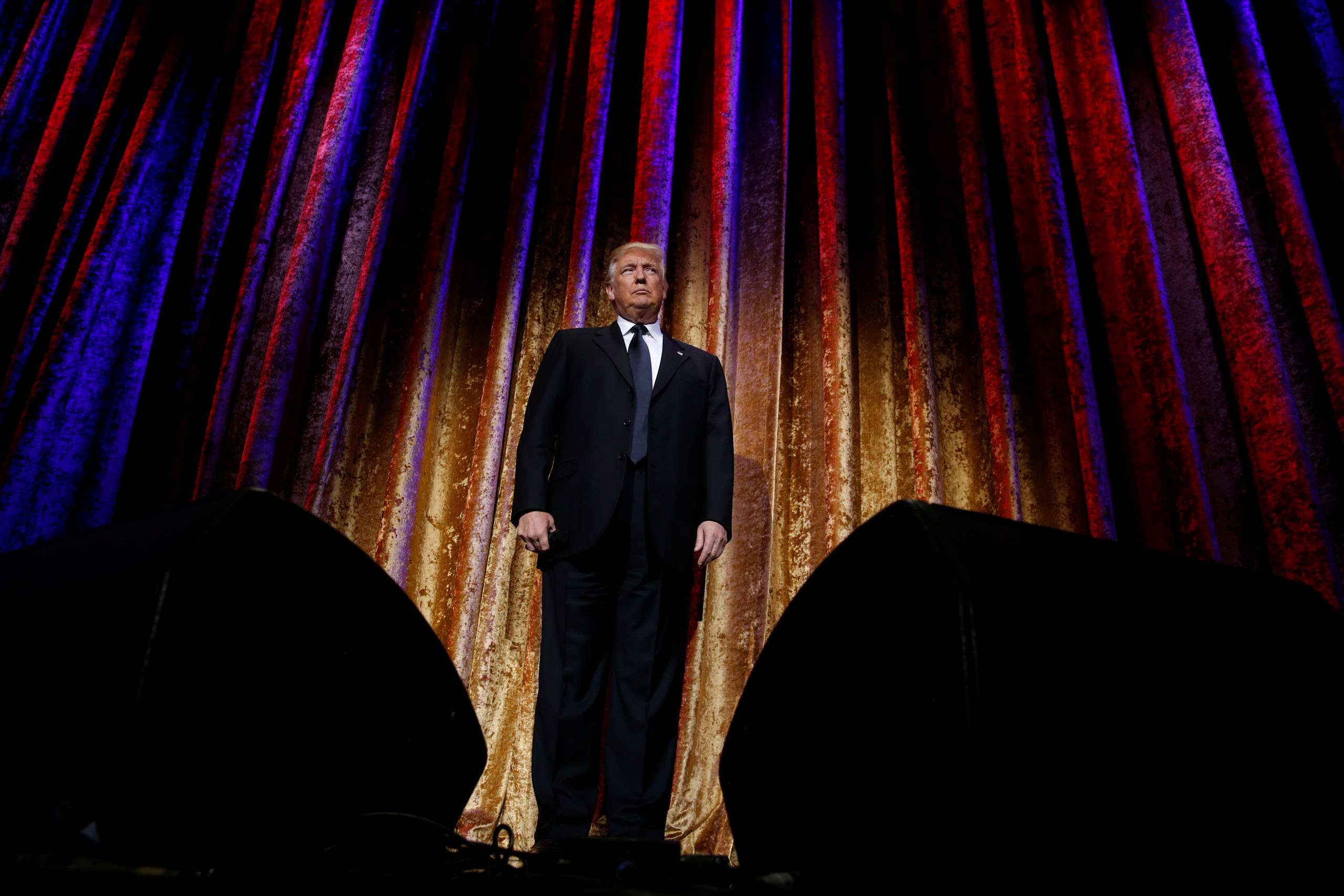 Trump speaks to diplomats and guests at the Presidential Inaugural Committee (PIC) Chairman's Global Dinner in Washington