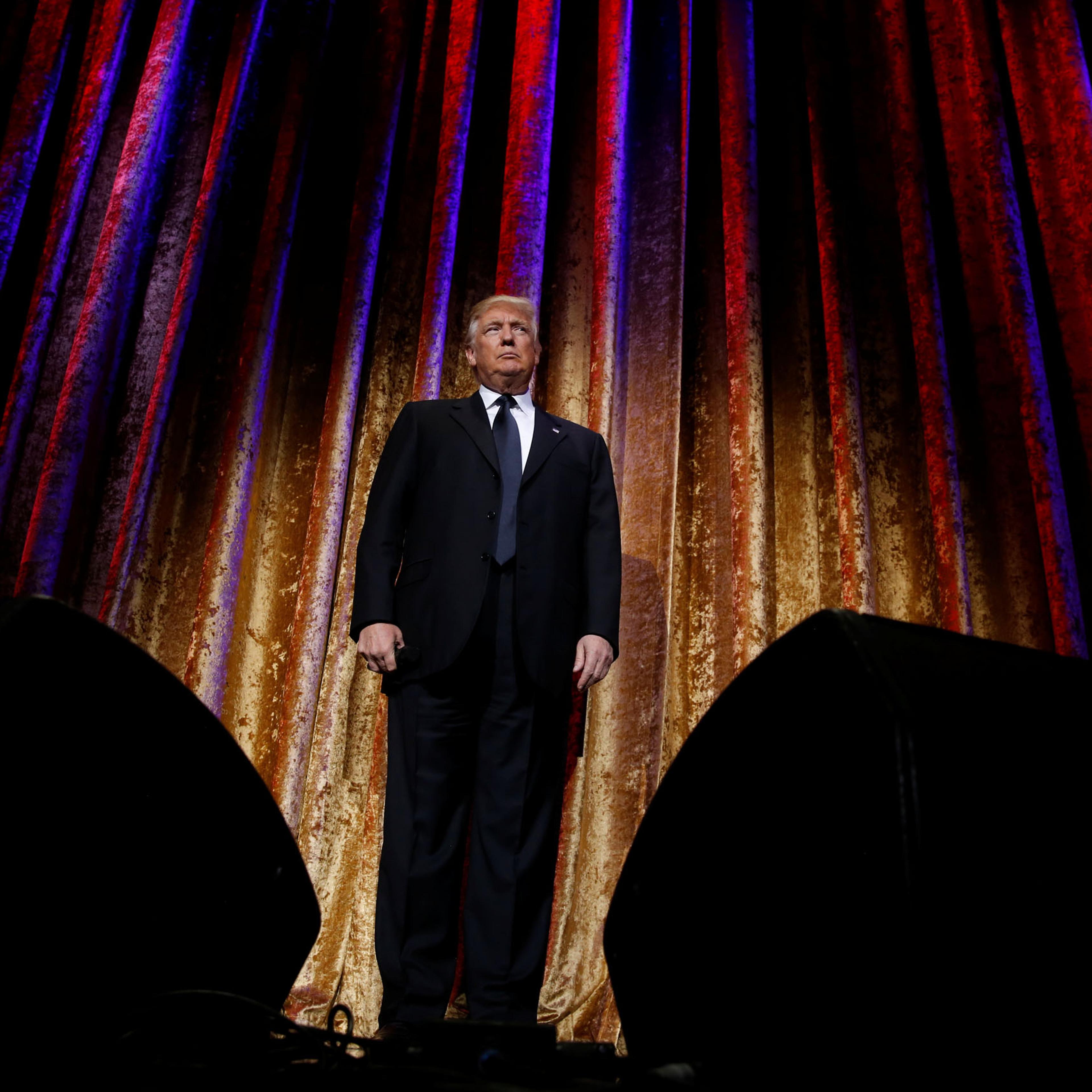 Trump speaks to diplomats and guests at the Presidential Inaugural Committee (PIC) Chairman's Global Dinner in Washington