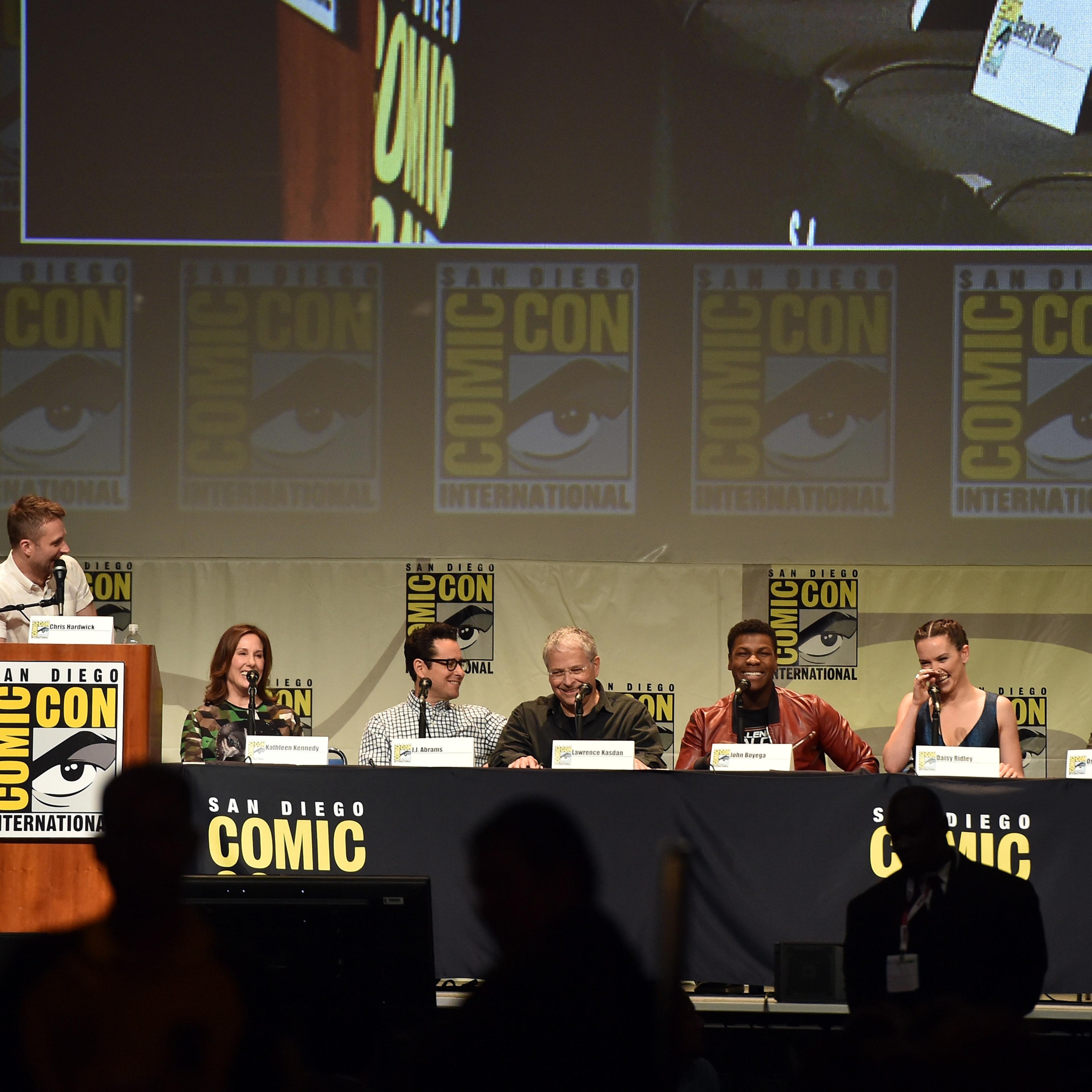 speaks onstage at the Lucasfilm panel during Comic-Con International 2015 at the San Diego Convention Center on July 10, 2015 in San Diego, California.