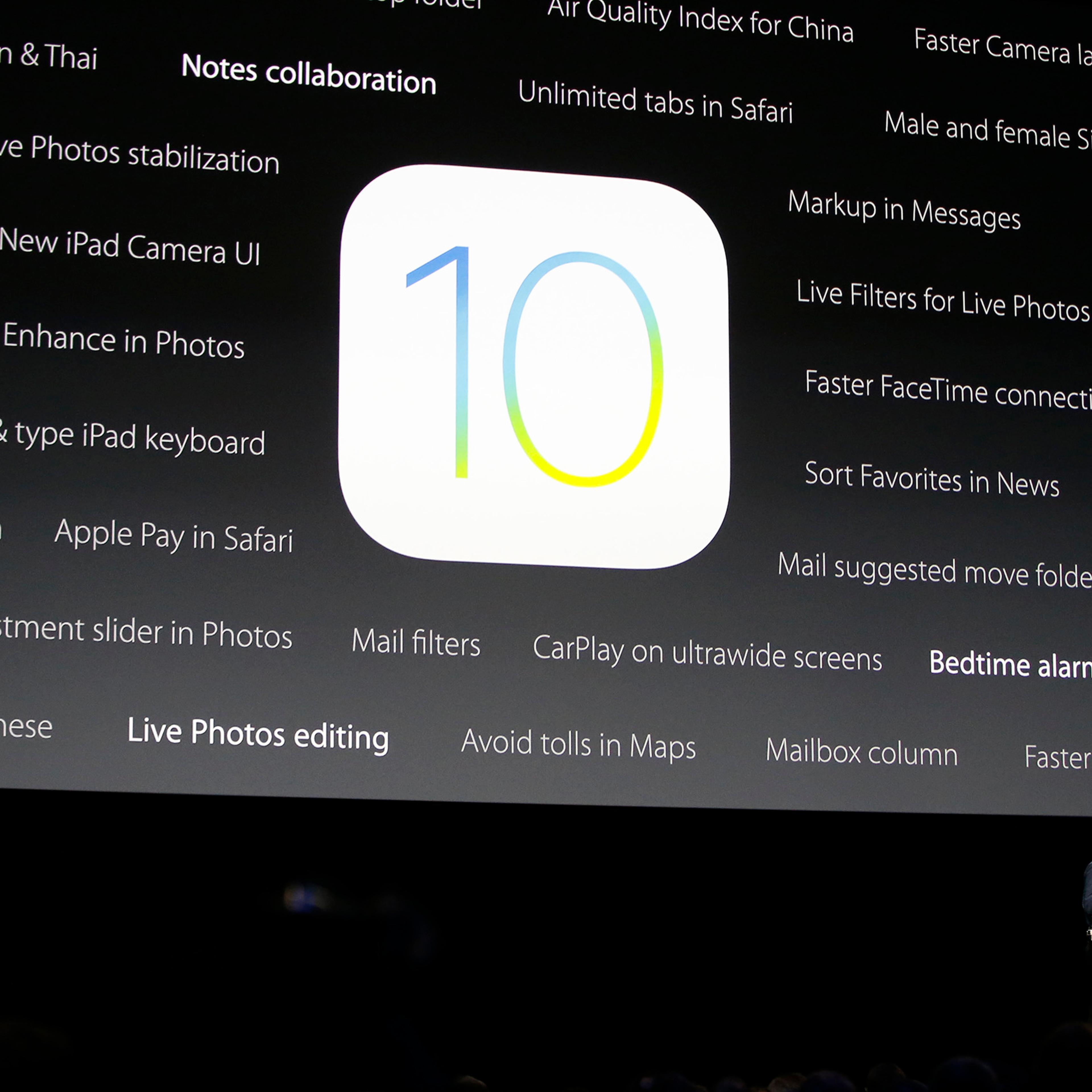 Craig Federighi, Apple senior vice president of software engineering, speaks about the new iOS 10 at the Apple Worldwide Developers Conference in the Bill Graham Civic Auditorium in San Francisco, June 13, 2016.