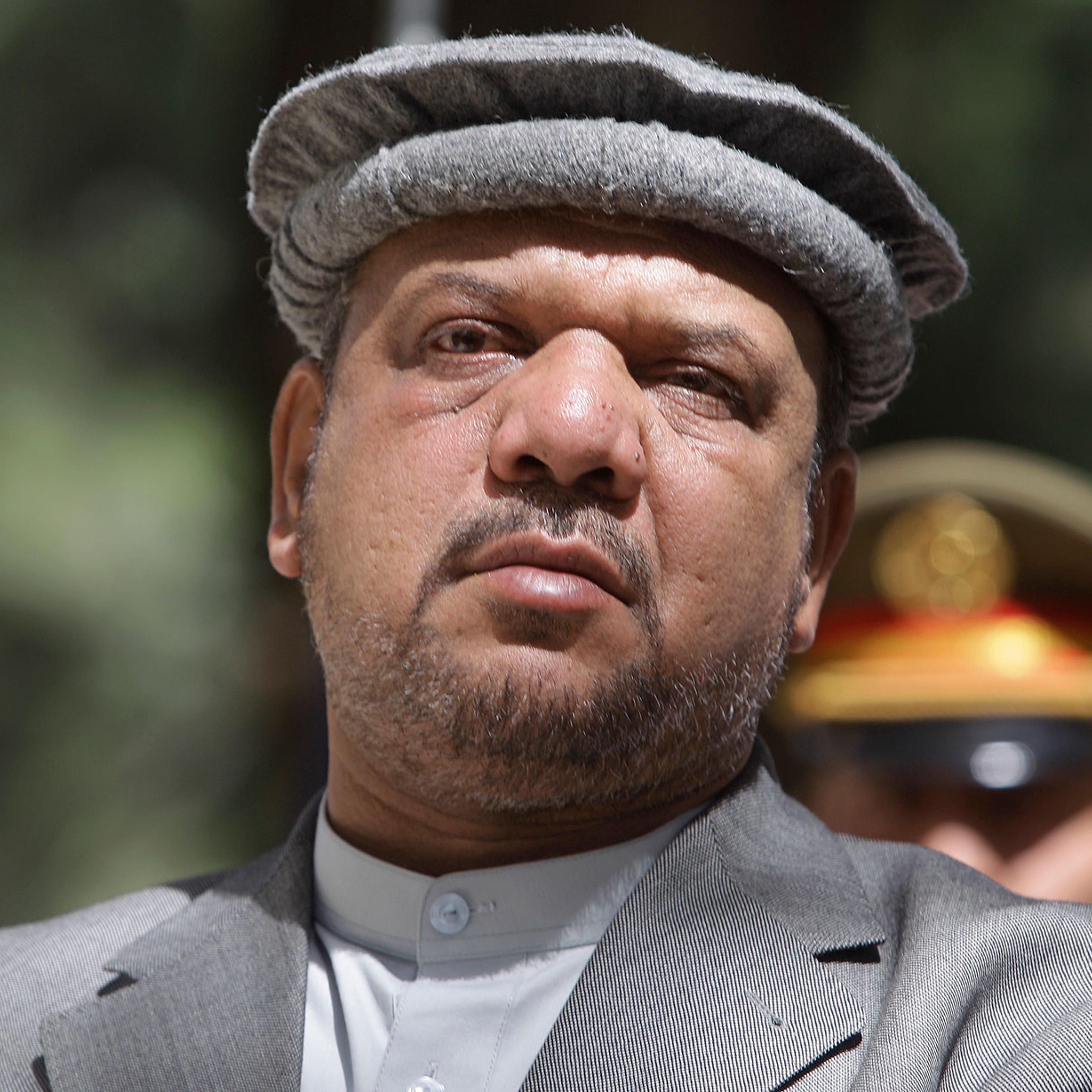 In this Sept. 22, 2011 file photo, Afghanistan’s Vice President Field Marshal Mohammed Qasim Fahim attends a press conference honoring former Afghan President Burhanuddin Rabbani in Kabul, Afghanistan