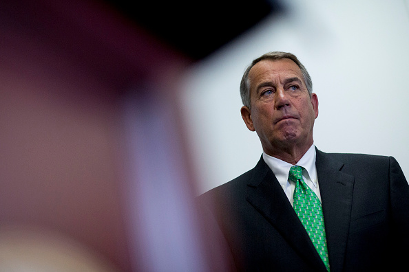 U.S. House Speaker John Boehner, a Republican from Ohio, listens during a news conference after a House Republican meeting at the U.S. Capitol in Washington, D.C., U.S., on Wednesday, Oct. 21, 2015.