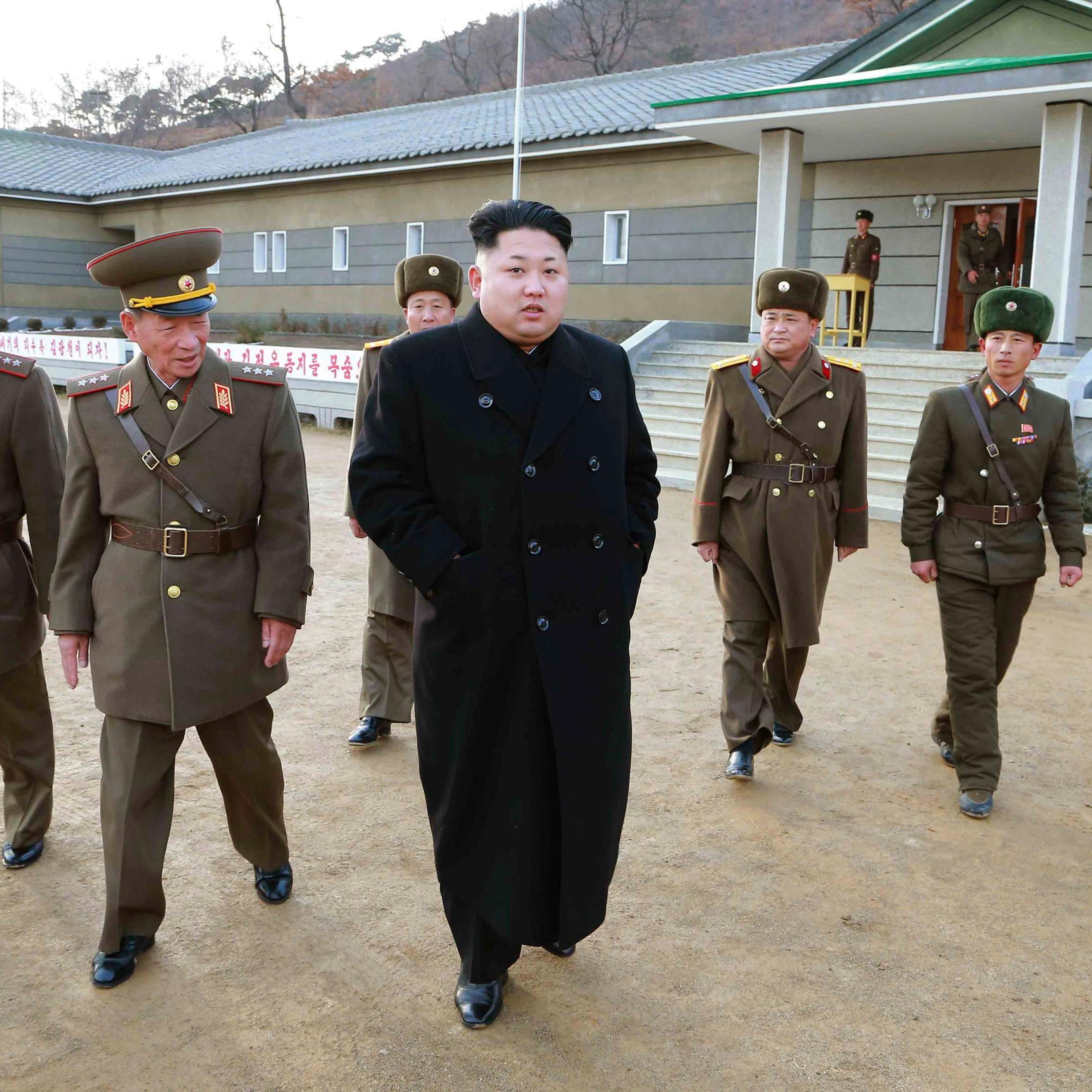 North Korean leader Kim inspects the Artillery Company under the KPA Unit 963, in this undated photo released by North Korea's KCNA in Pyongyang