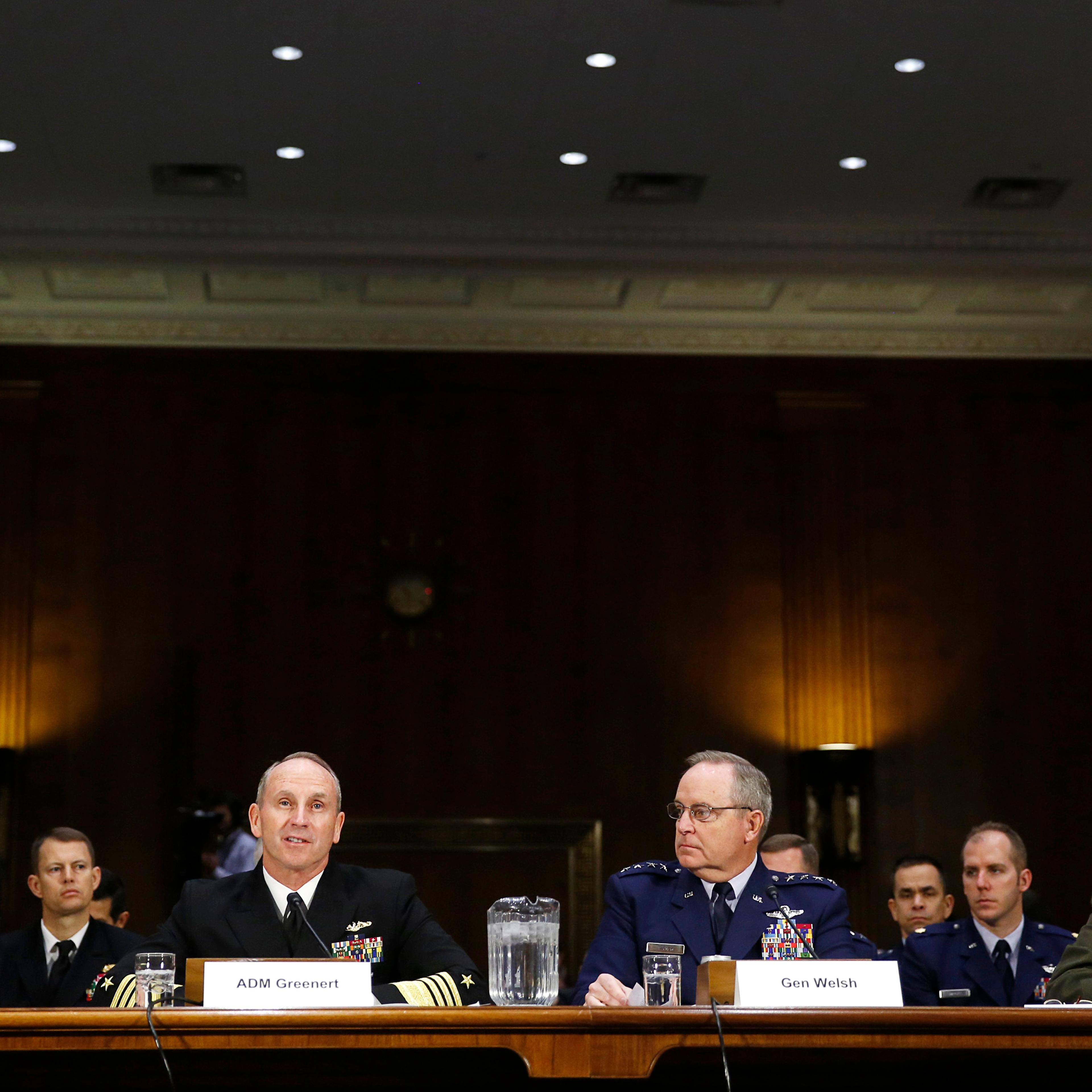 Leaders of US military branches testify on military budgets before Senate Armed Services Committee in Washington