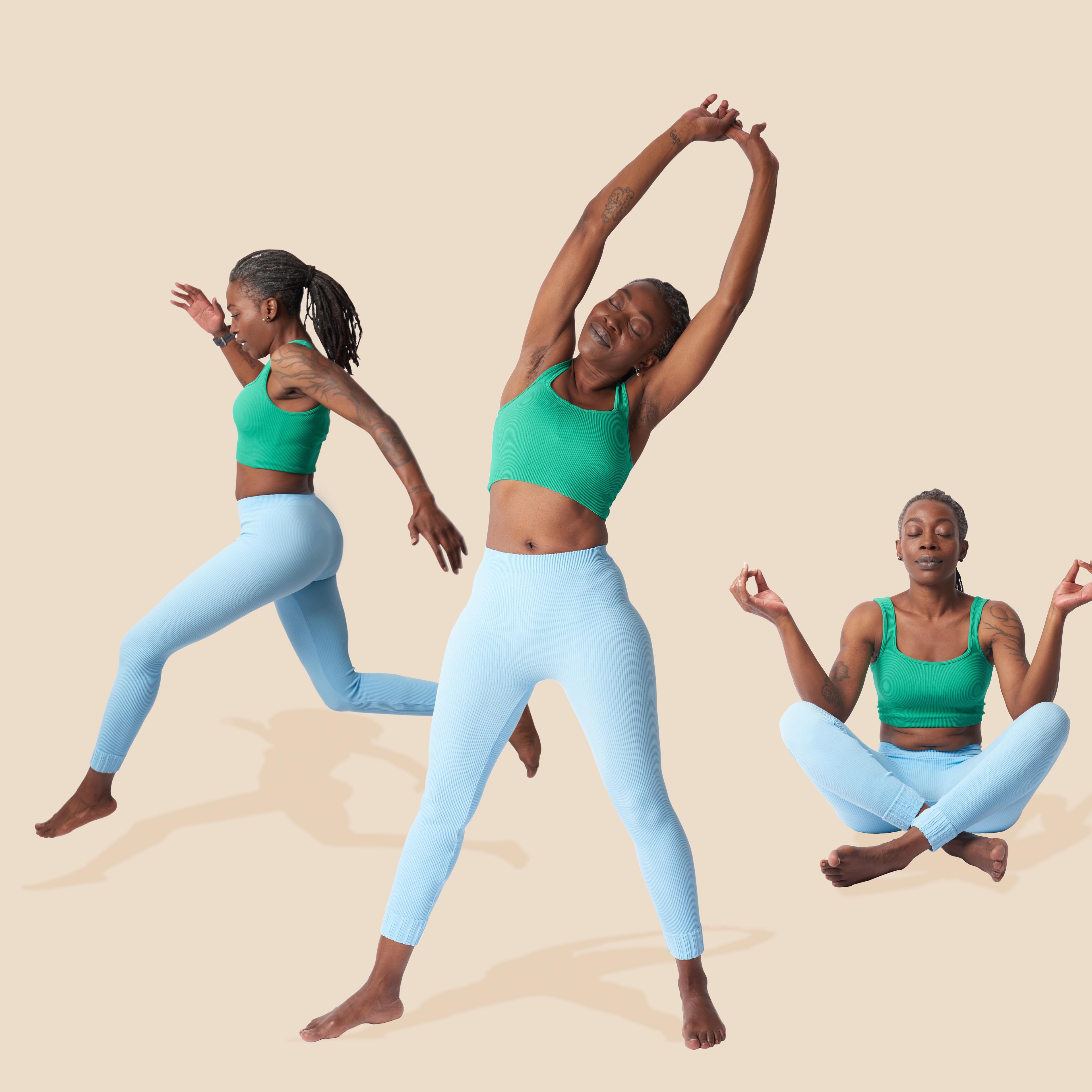 Woman in various exercise poses