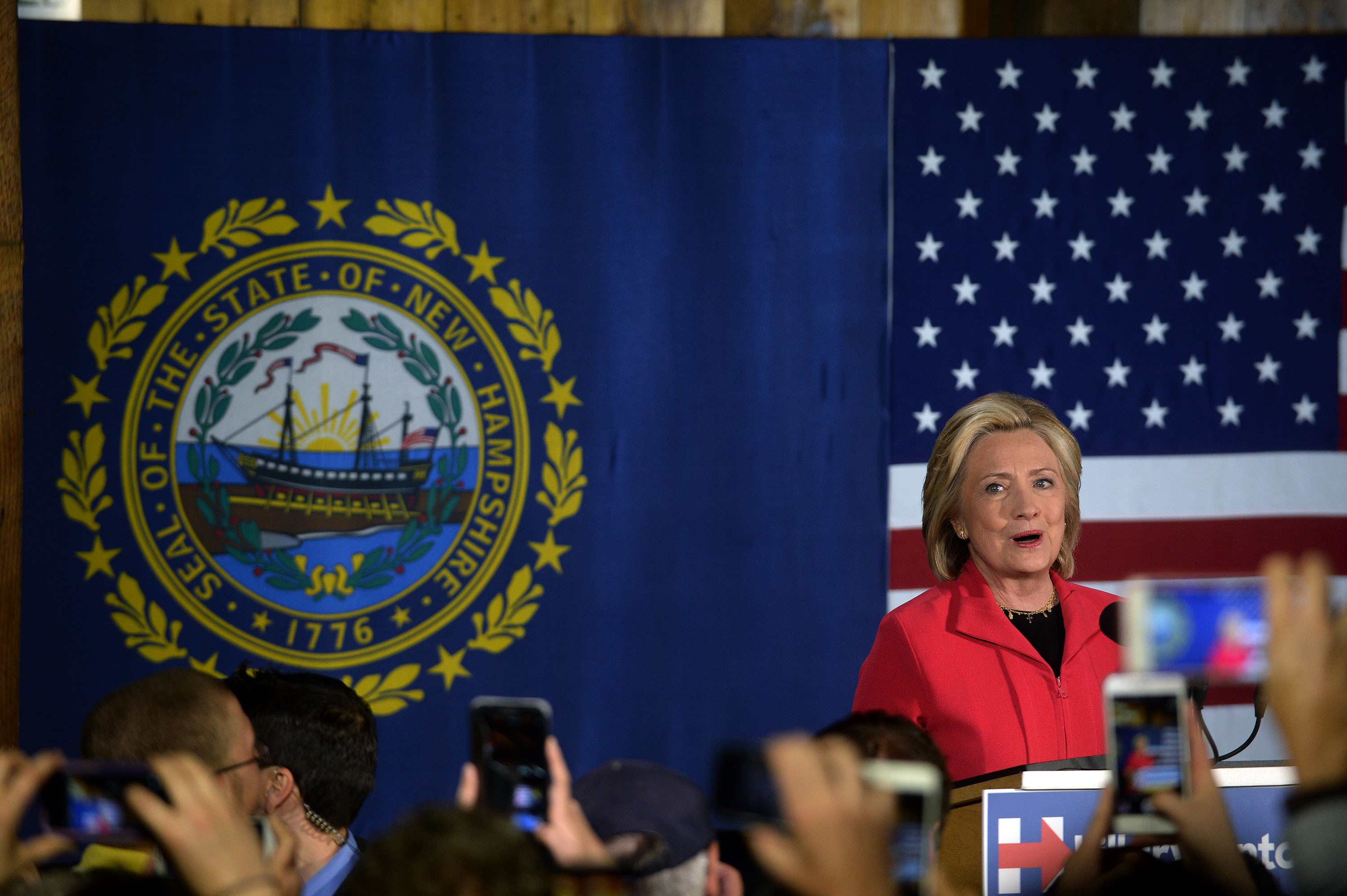 CONCORD, NH - JUNE 15: Democratic presidential candidate Hillary Clinton hosts a launch party at Carter Hill Orchard June 15, 2015 in Concord, New Hampshire. Clinton held a formal launch event in New York on Saturday, and is hitting the first in the nati