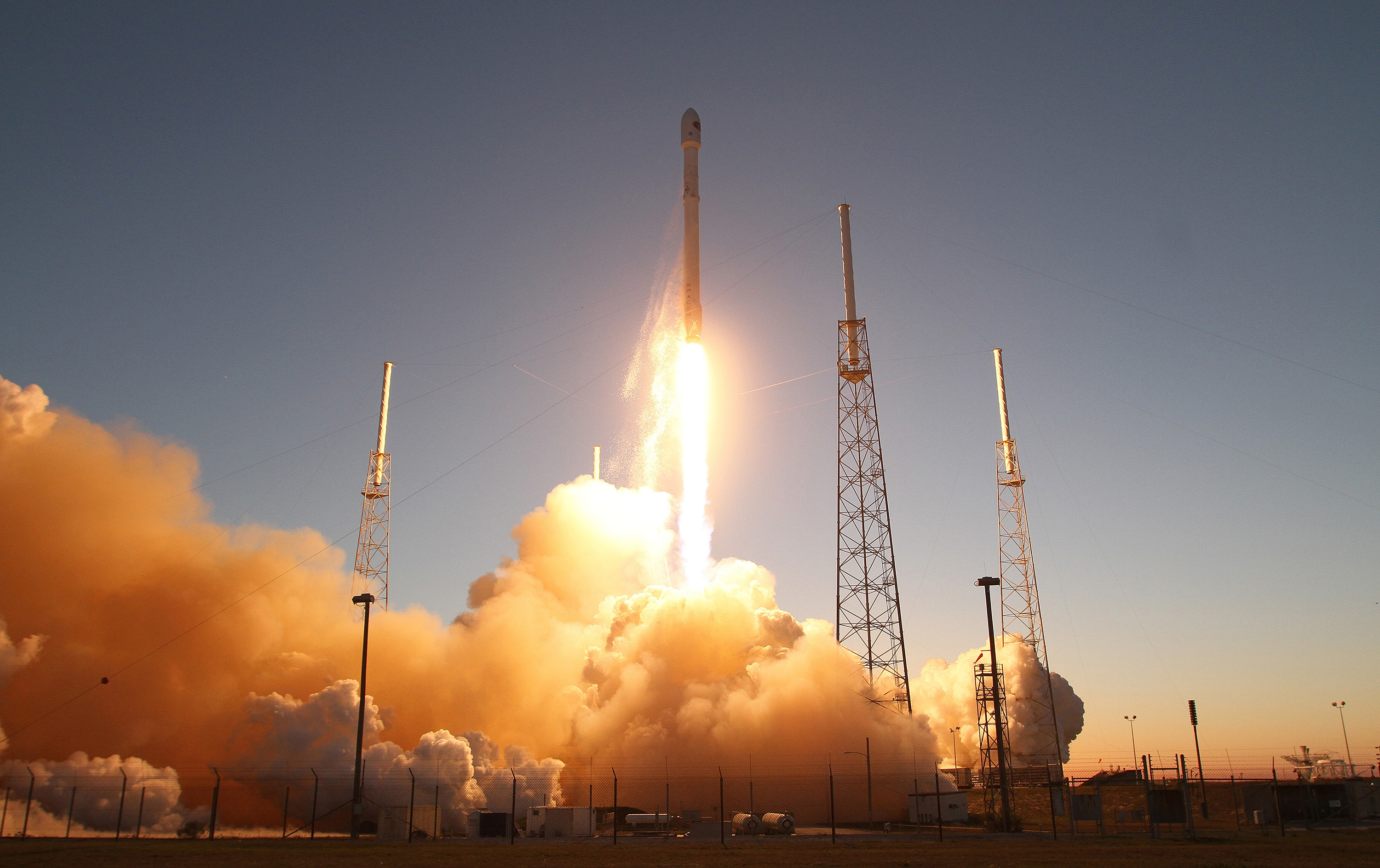 A SpaceX Falcon9 rocket blasts off the launch pad on Feb. 11, 2015.