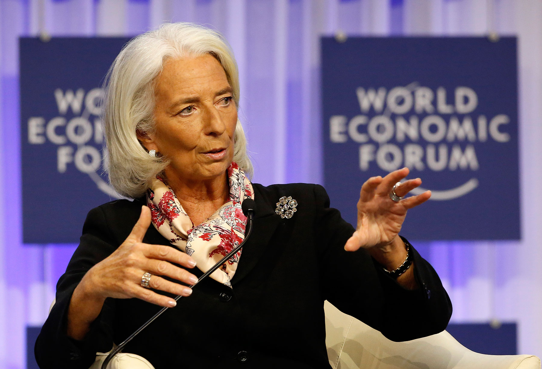 Christine Lagarde, Managing Director of the International Monetary Fund (IMF) speaks during a session at the World Economic Forum (WEF) in Davos Jan. 25, 2014