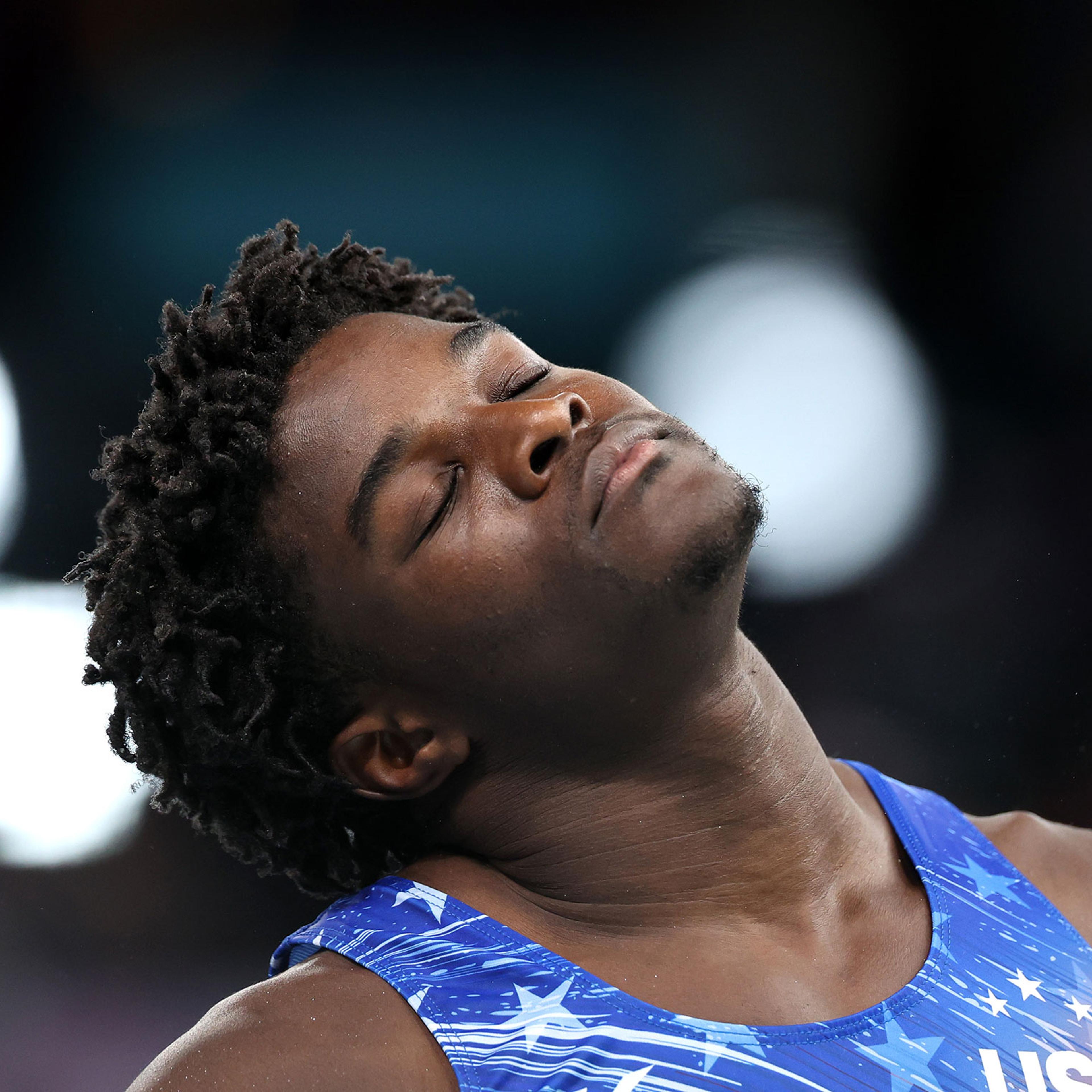 Frederick Richard of Team United States prepares to compete on the pommel horse during the Artistic Gymnastics Men's All-Around Final on day five of the Paris Olympic Games on July 31, 2024.