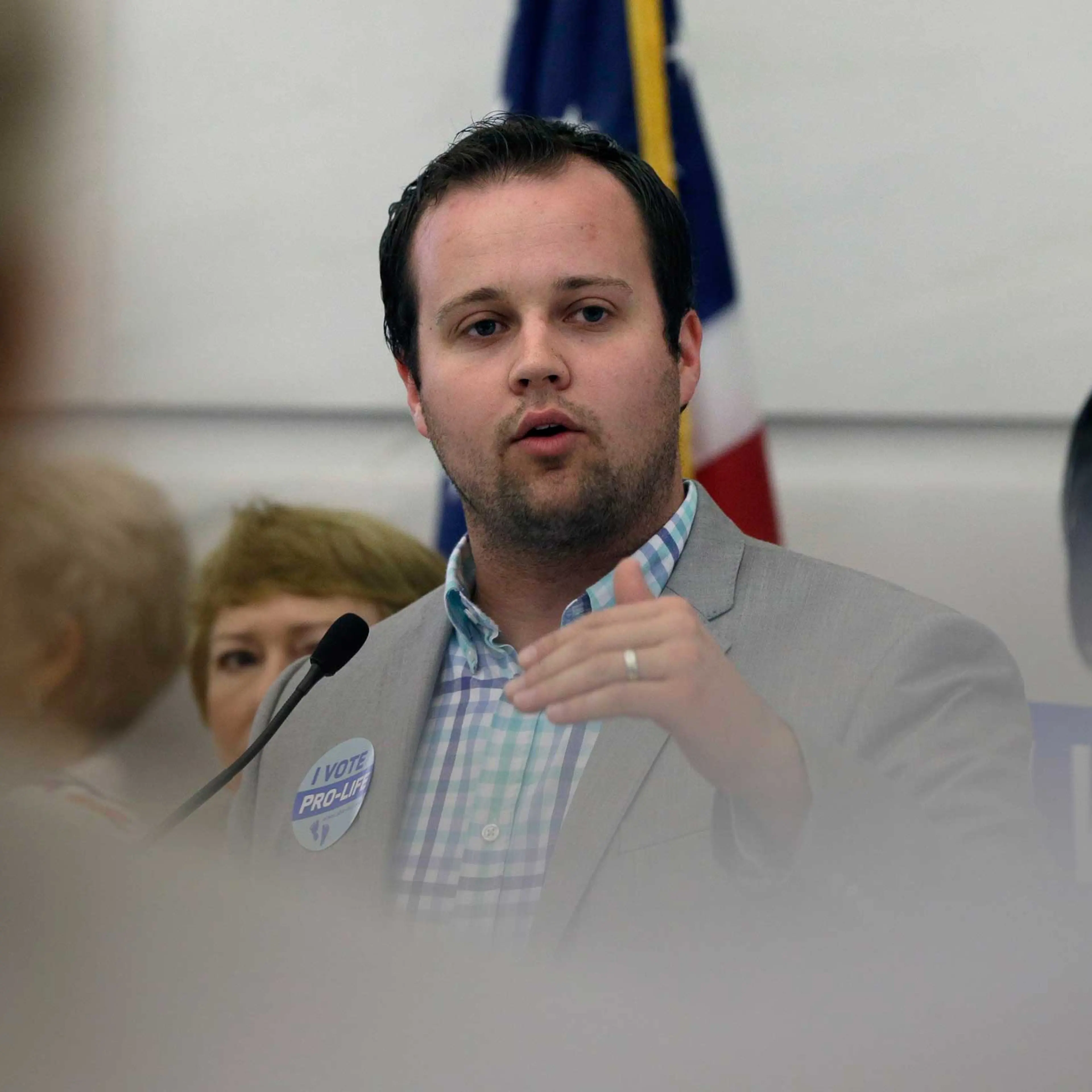 Josh Duggar, executive director of FRC Action, speaks at the Arkansas state Capitol in Little Rock, Ark.on Aug. 29, 2014.