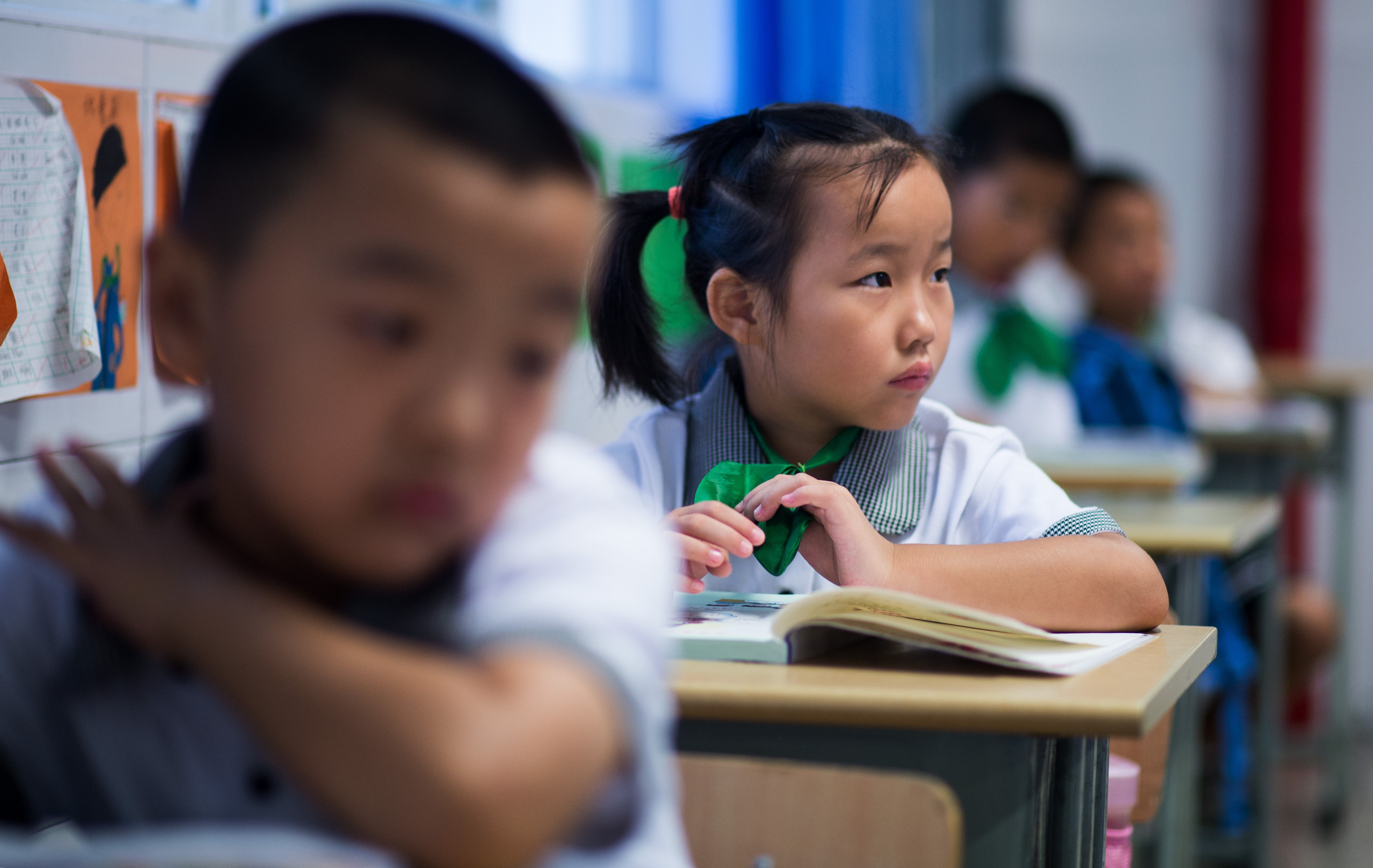 Children at the Jinqao Center Primary School in Shanghai on Sept. 1, 2014.