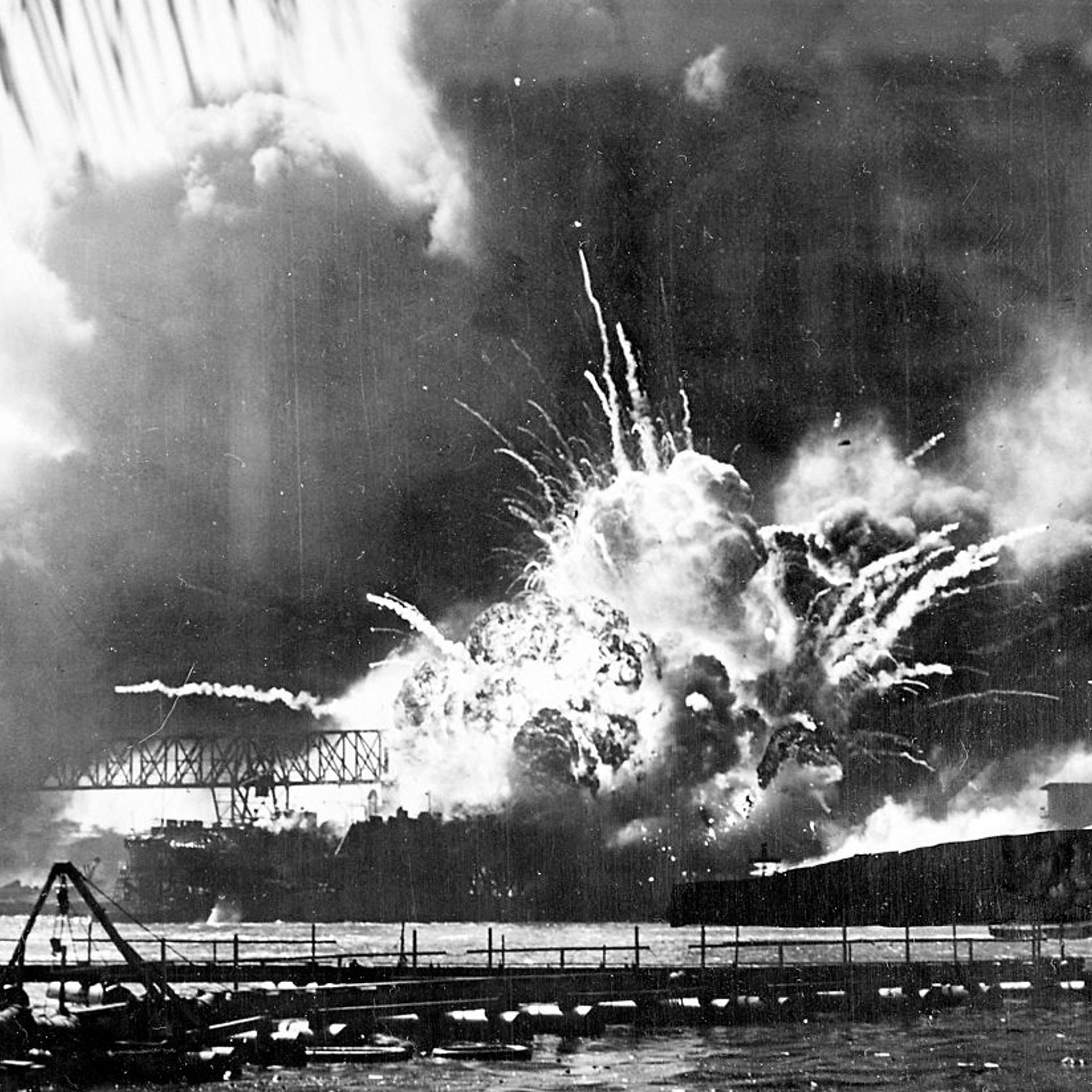 USS Shaw explodes During Pearl Harbor Attack