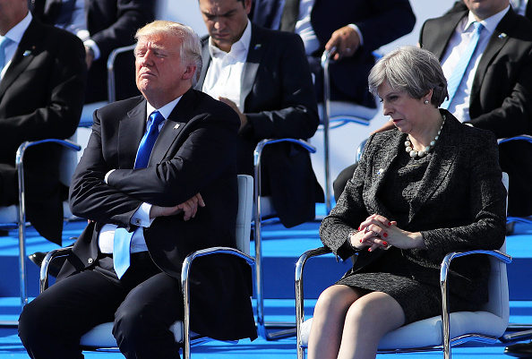 Donald Trump and Theresa May sitting