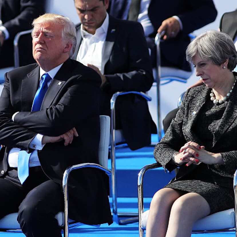 Donald Trump and Theresa May sitting