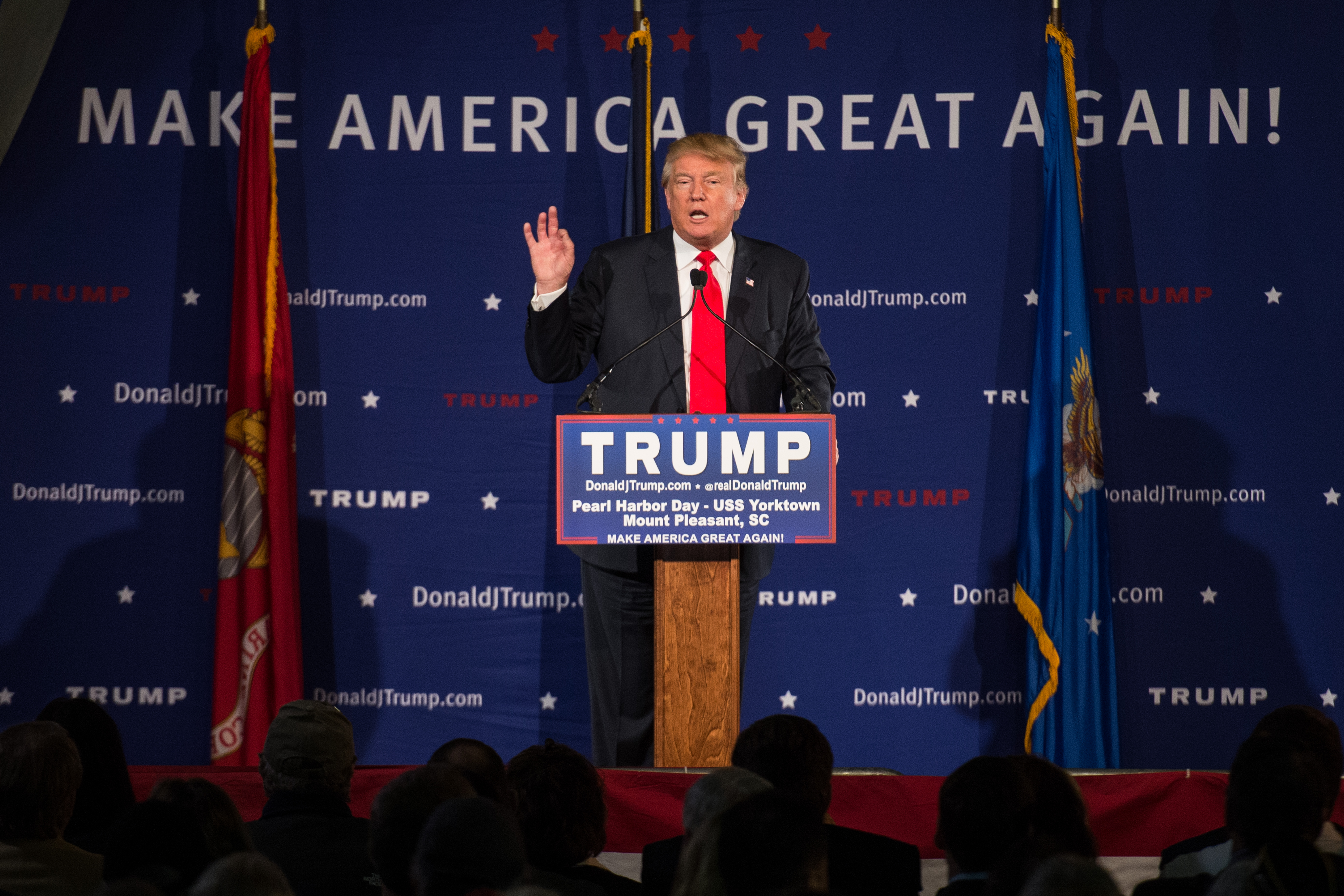 Donald Trump Holds Pearl Harbor Day Rally At USS Yorktown