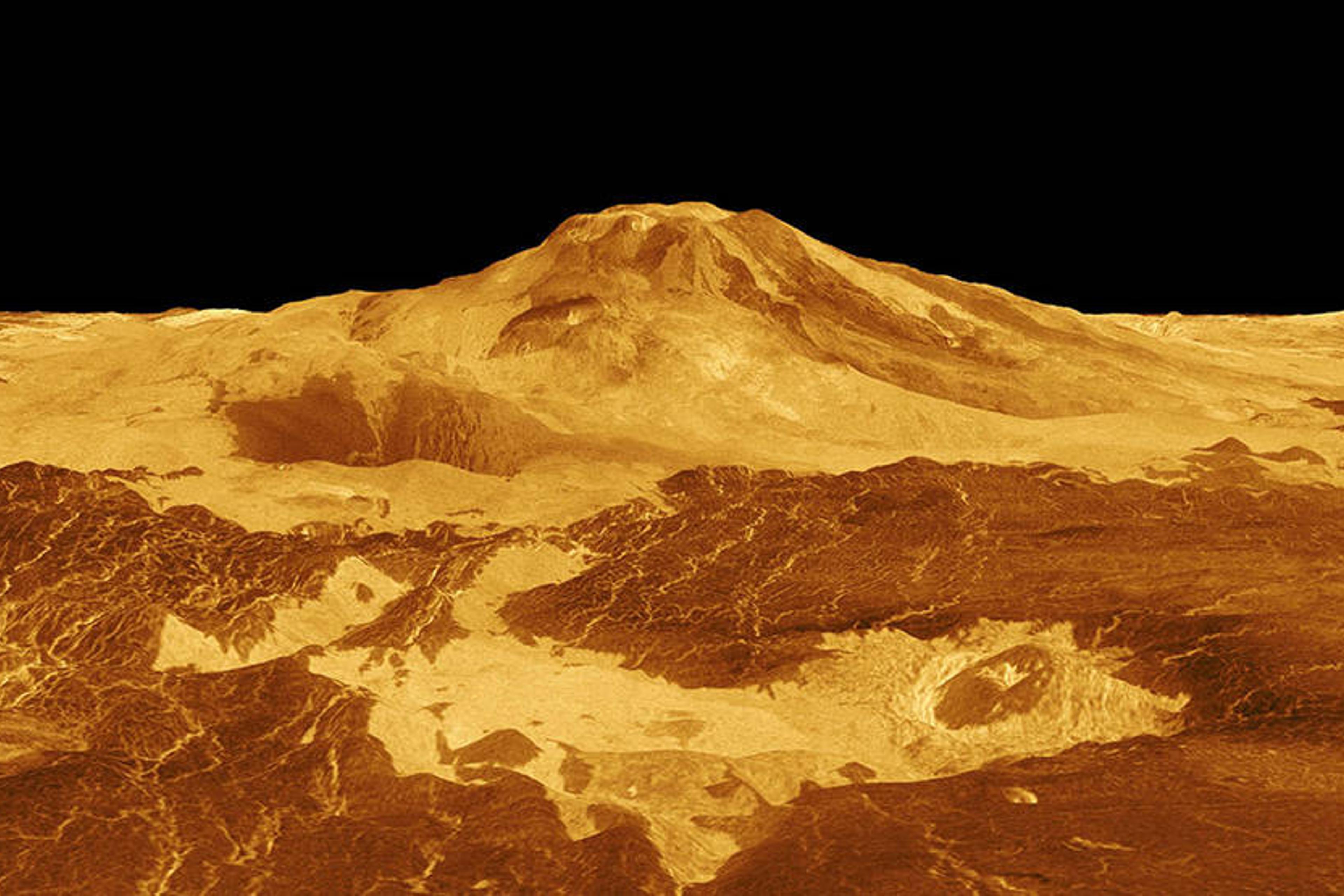 An image of Venus's Maat Mons, captured by the Magellan orbiter
